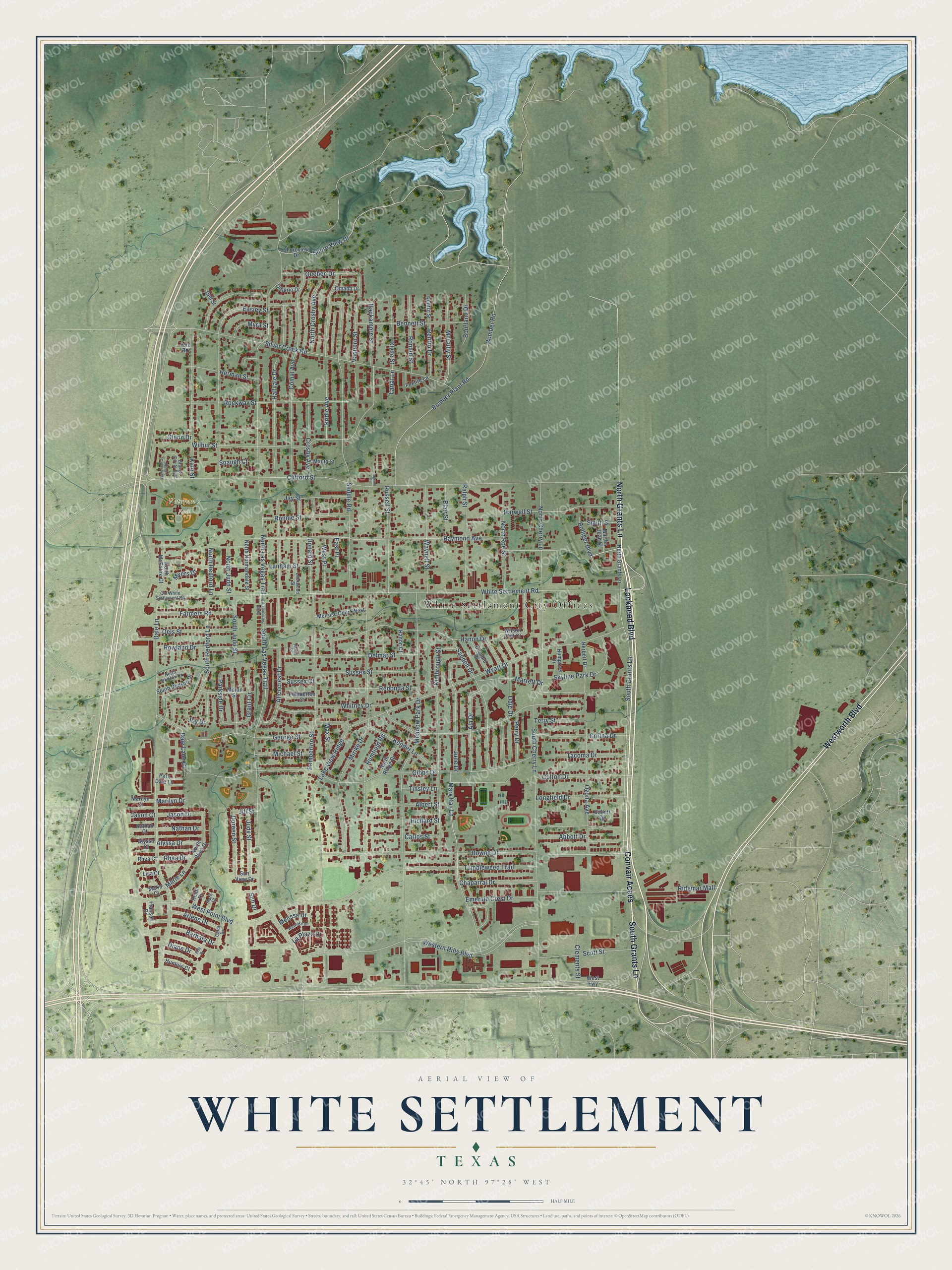 Watermarked full-map preview of White Settlement, Texas