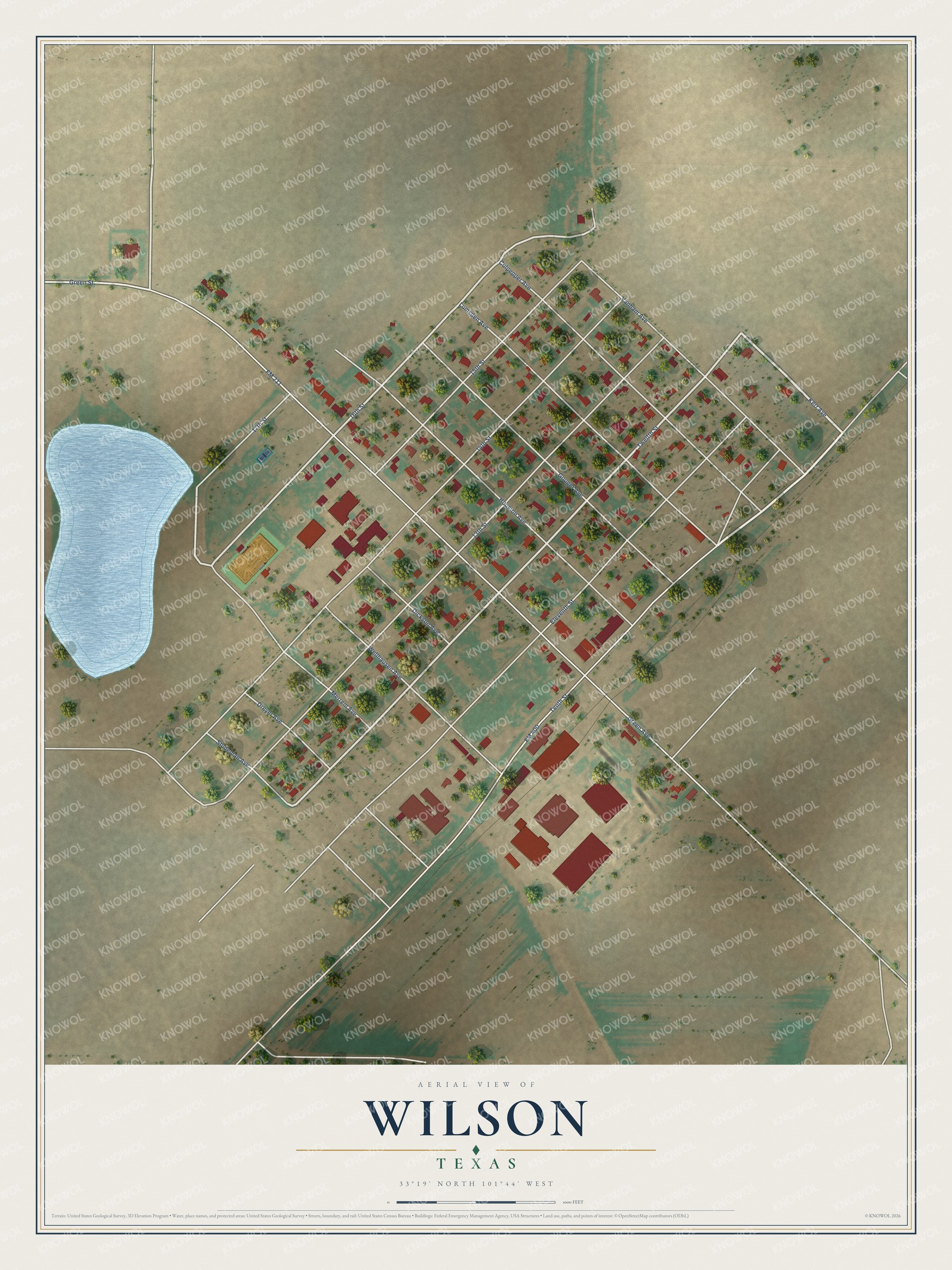 Watermarked full-map preview of Wilson, Texas