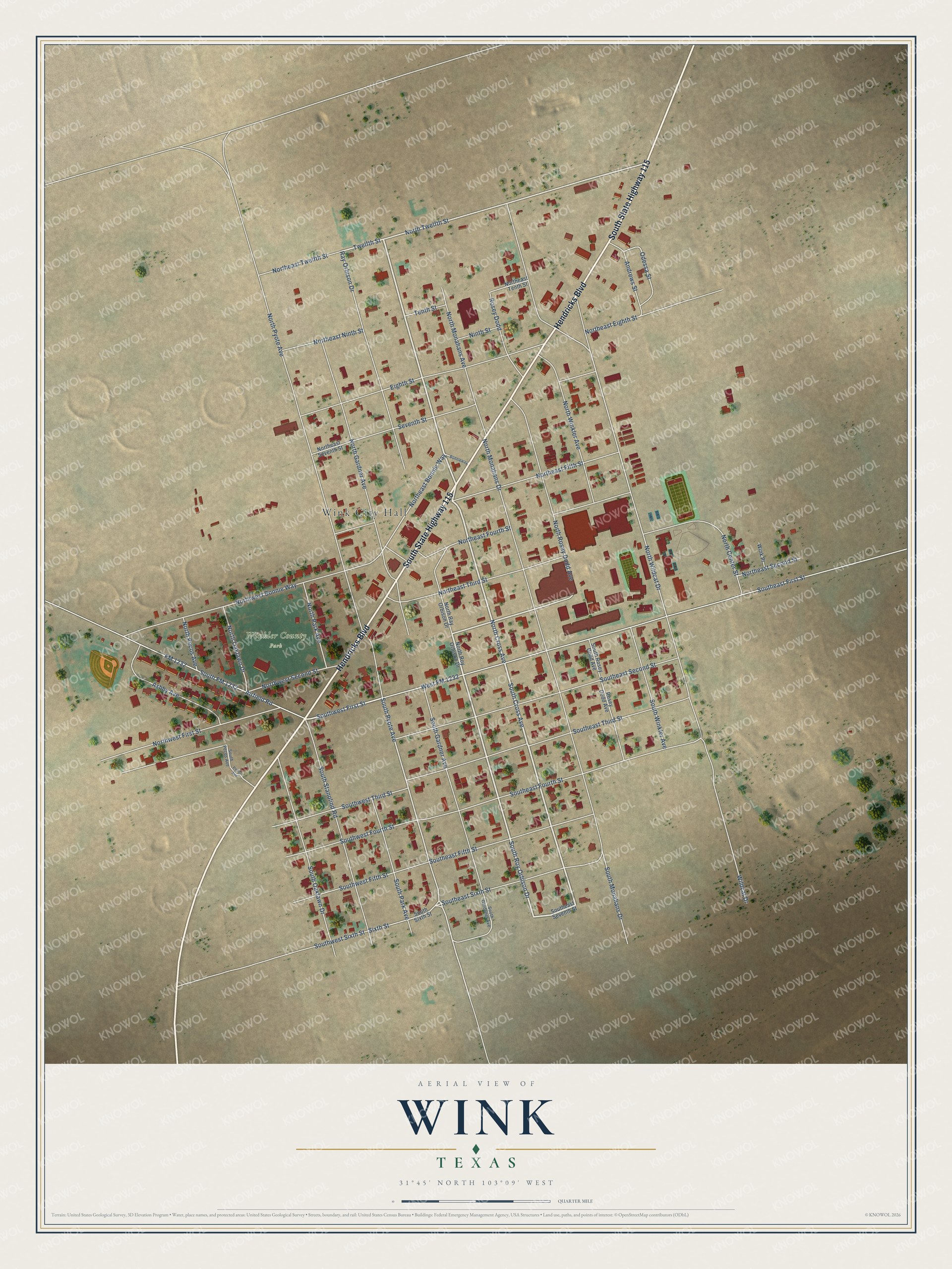 Watermarked full-map preview of Wink, Texas