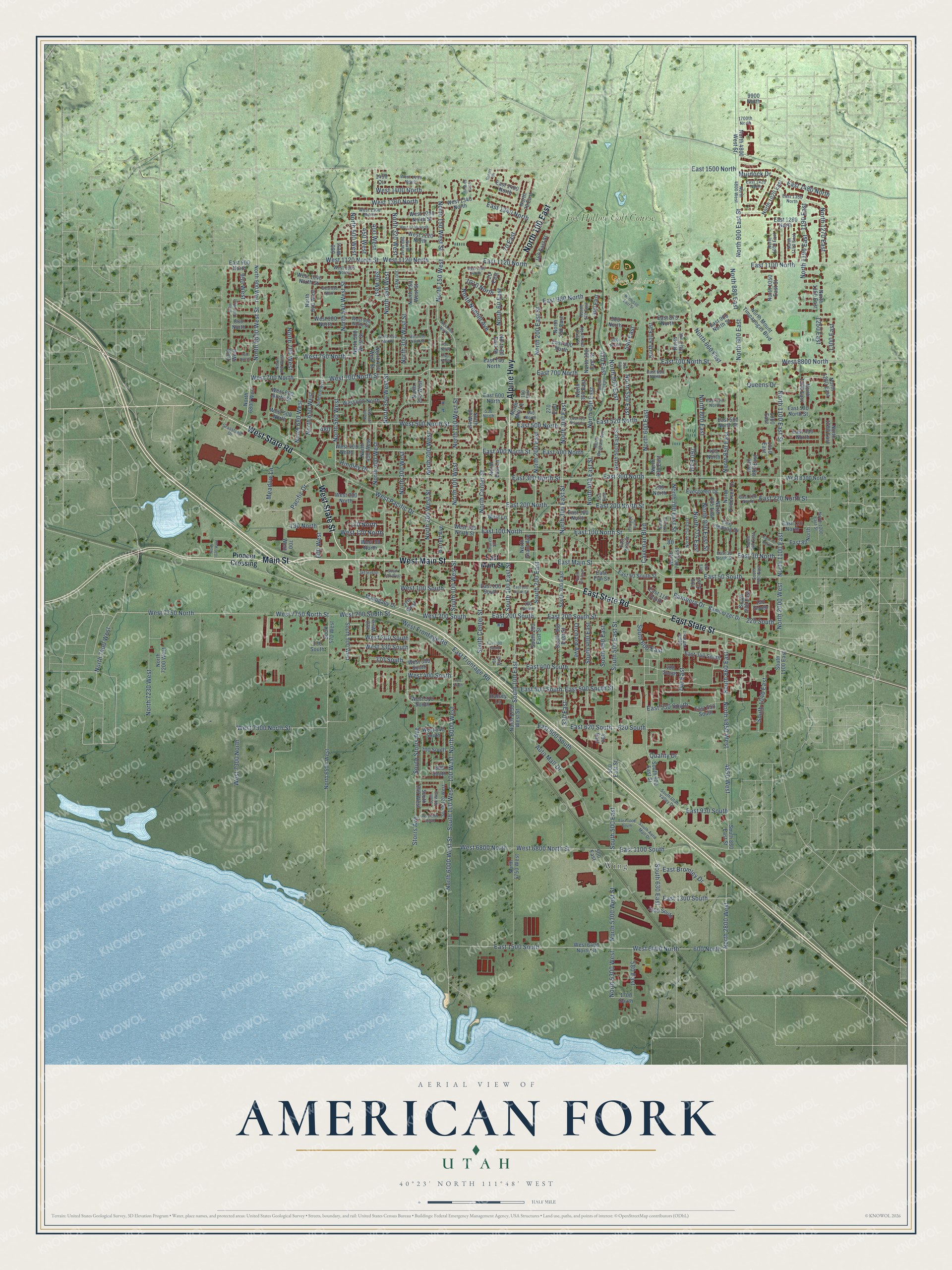 Watermarked full-map preview of American Fork, Utah