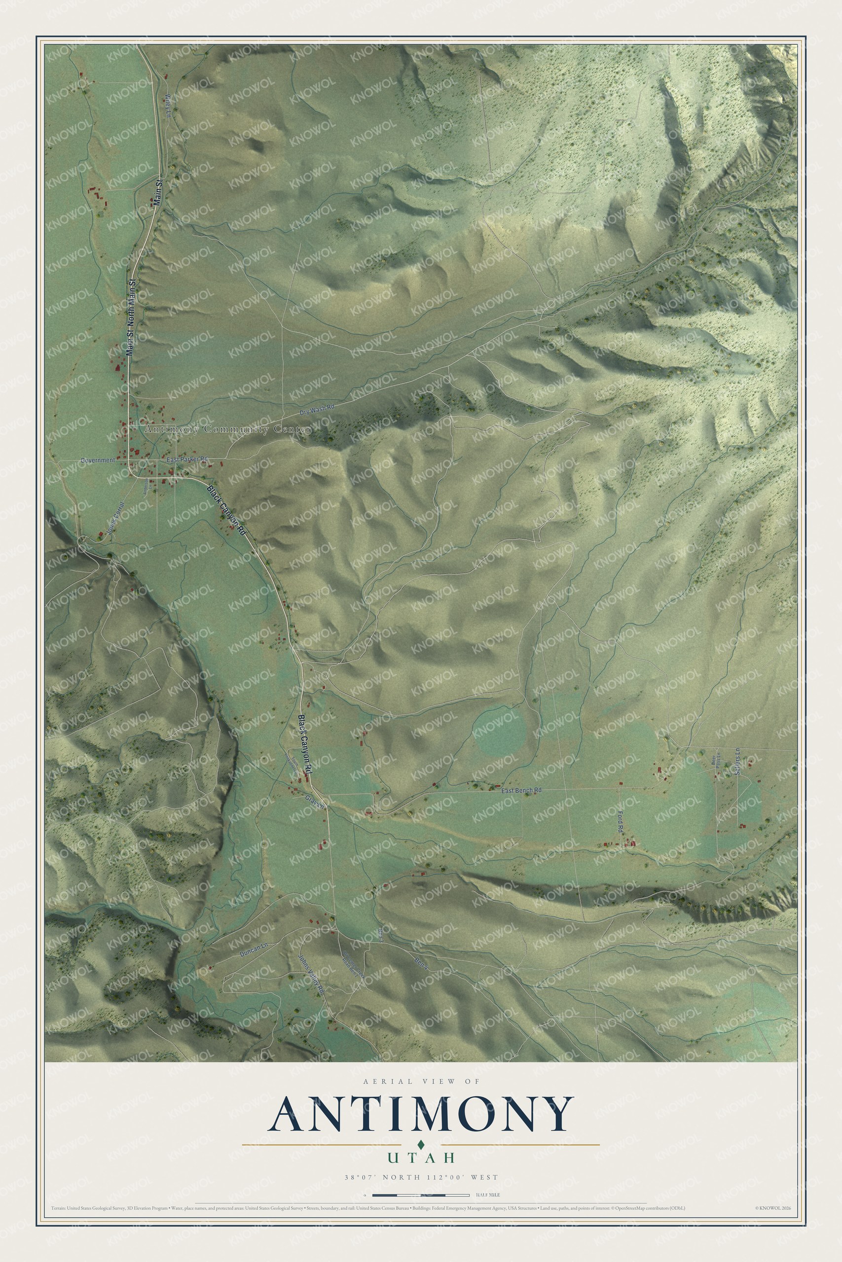 Watermarked full-map preview of Antimony, Utah