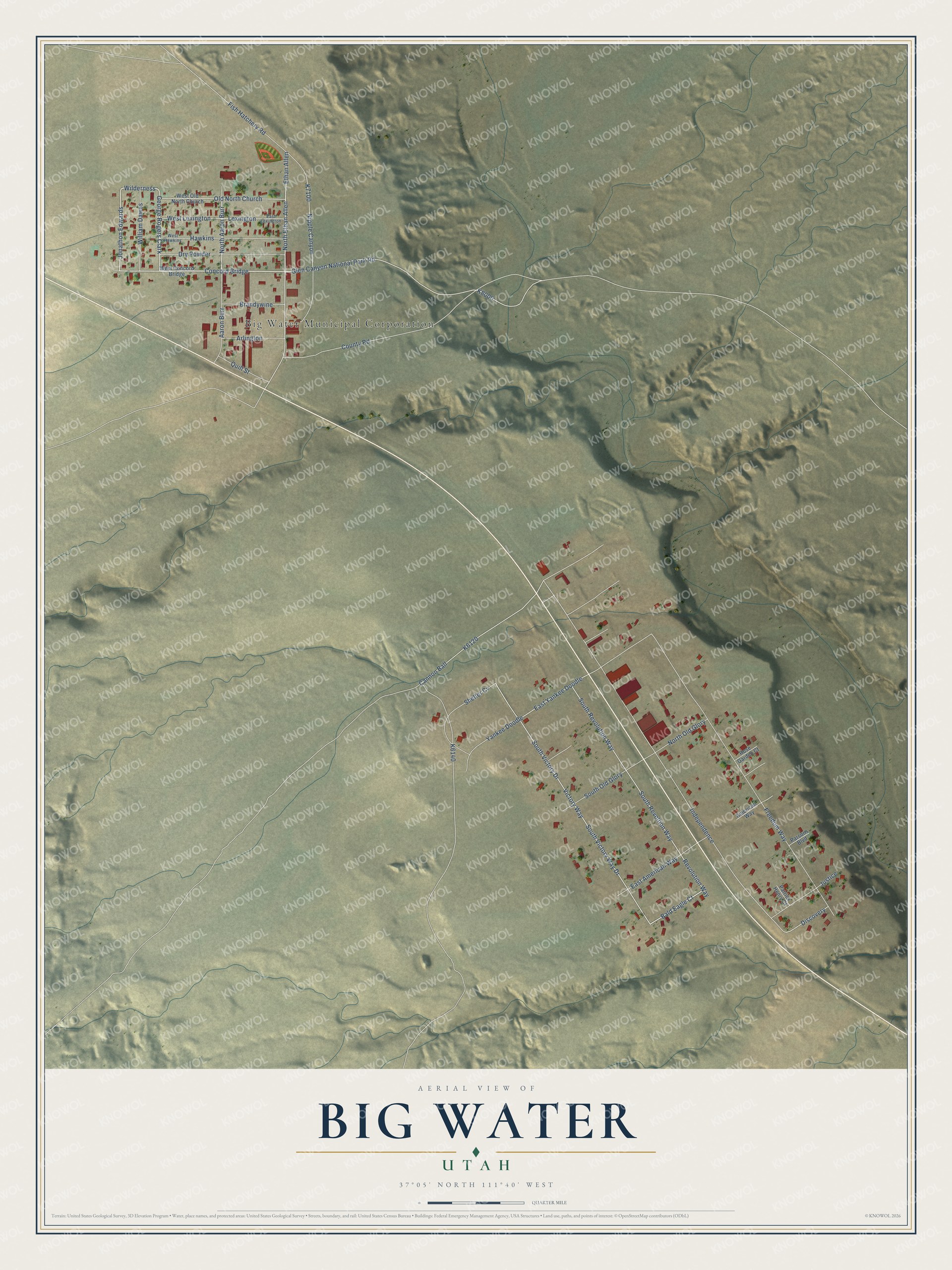 Watermarked full-map preview of Big Water, Utah
