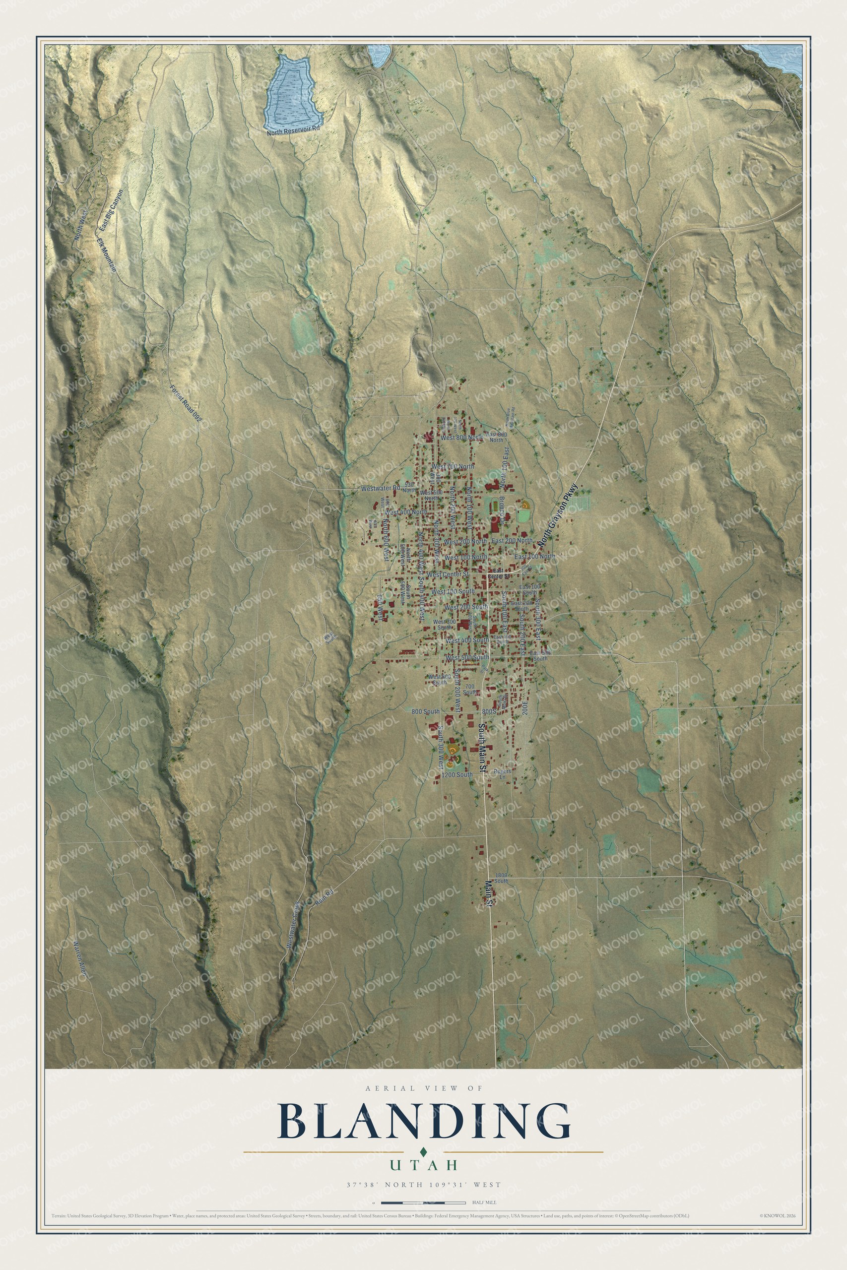 Watermarked full-map preview of Blanding, Utah