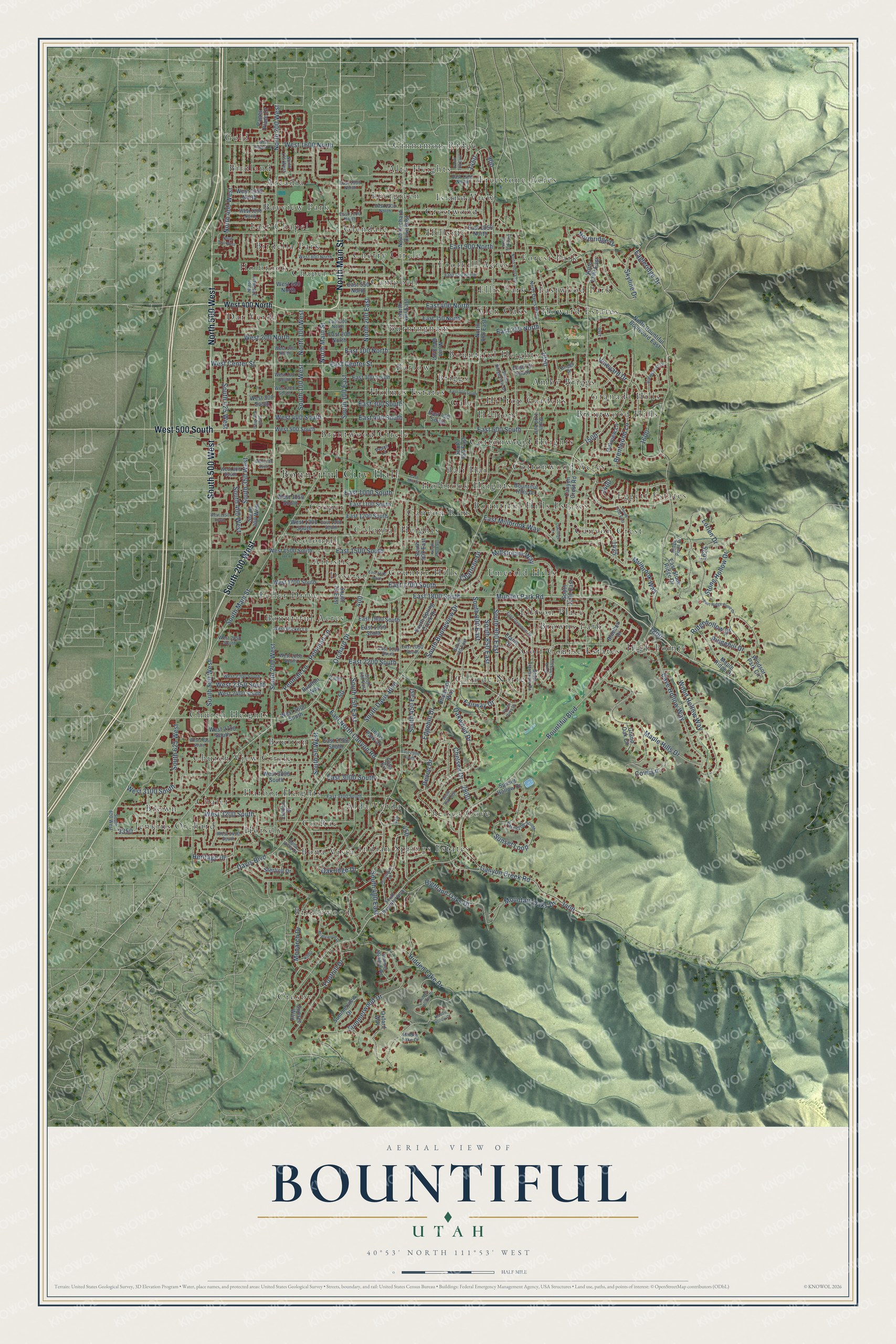 Watermarked full-map preview of Bountiful, Utah