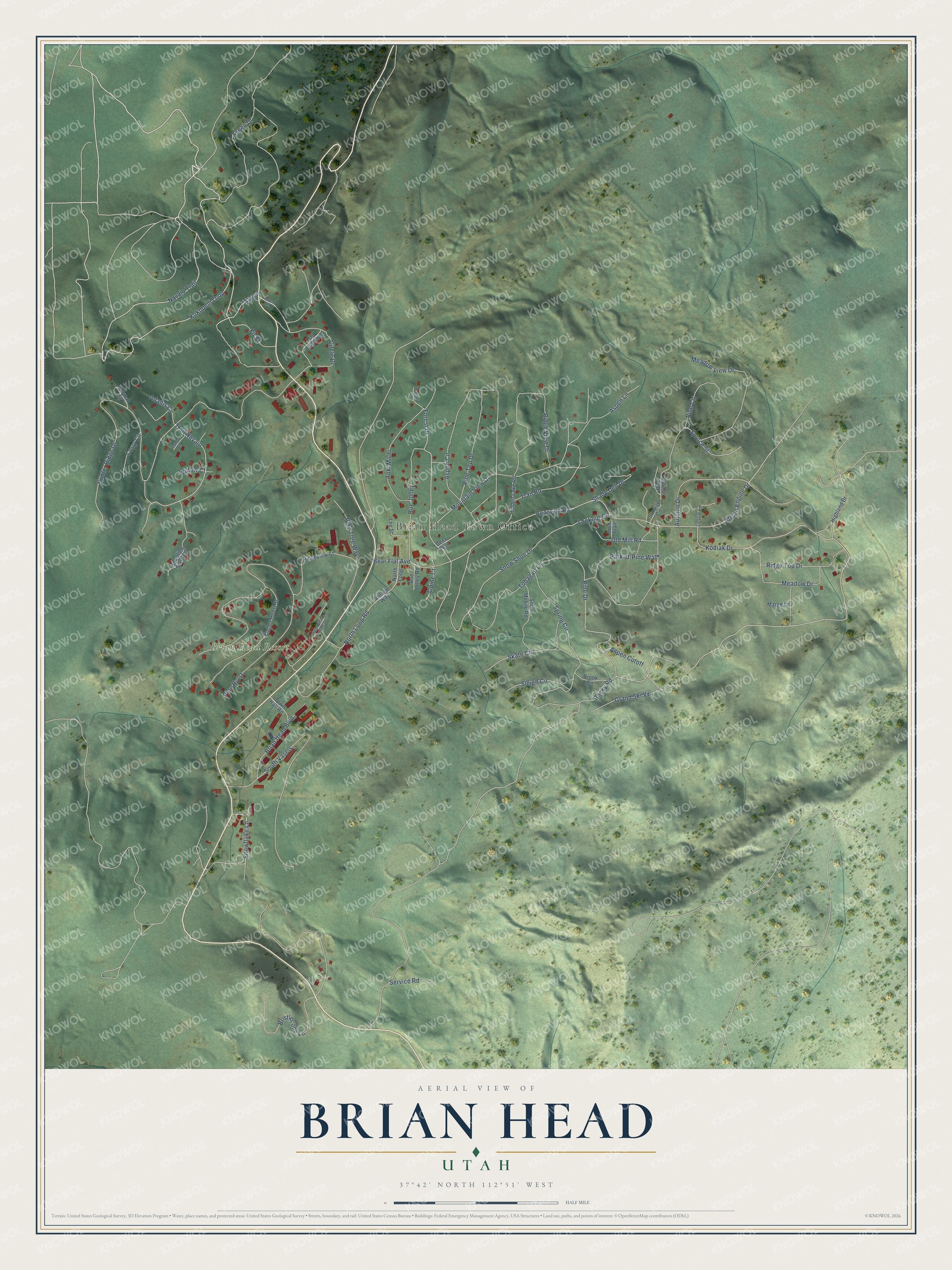 Watermarked full-map preview of Brian Head, Utah