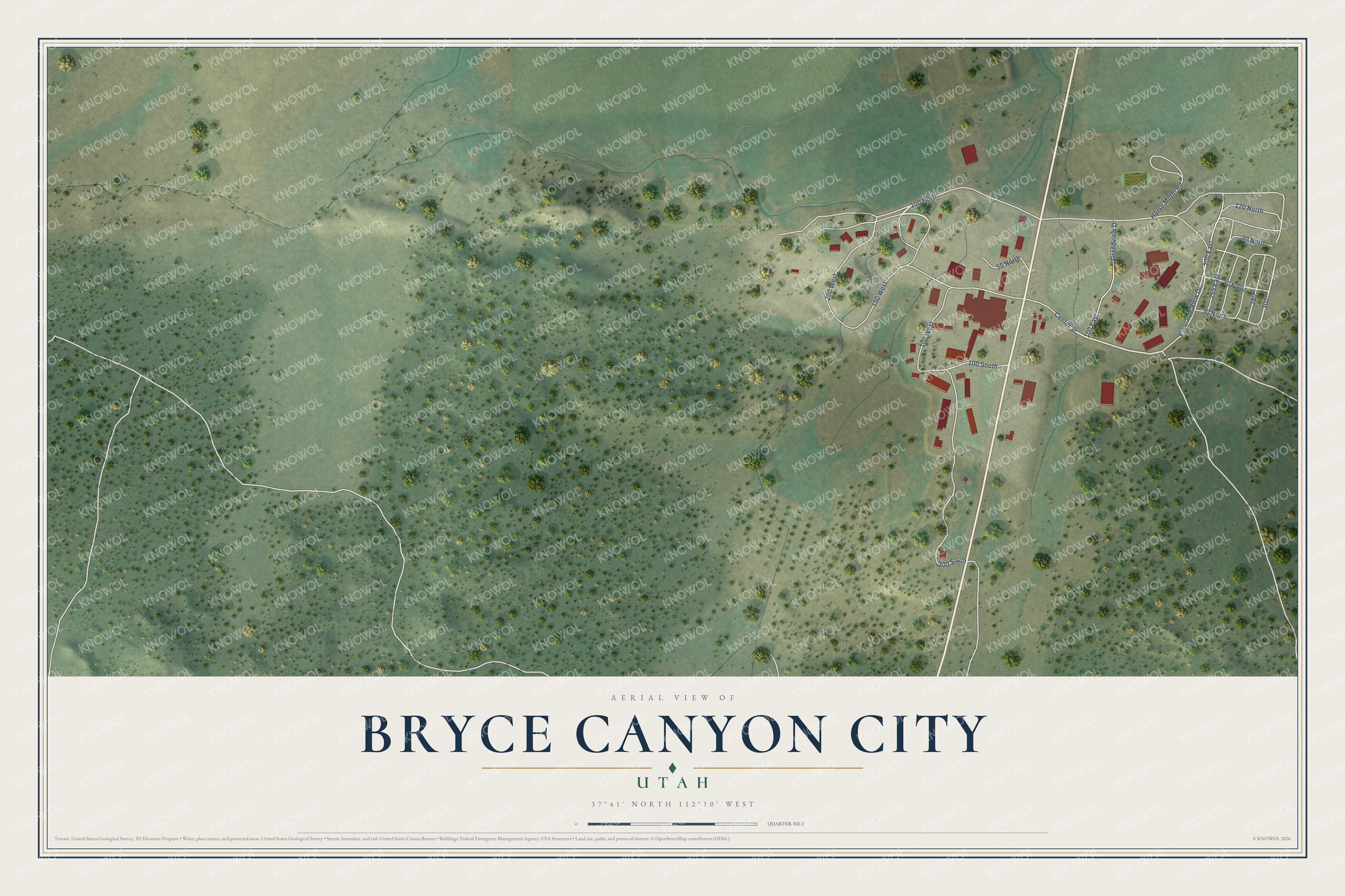 Watermarked full-map preview of Bryce Canyon City, Utah