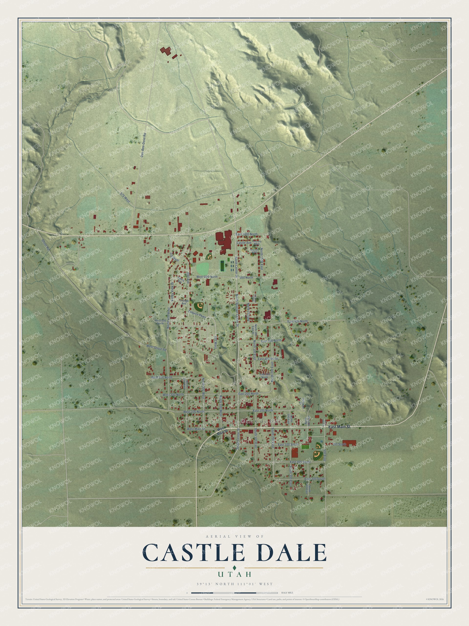 Watermarked full-map preview of Castle Dale, Utah