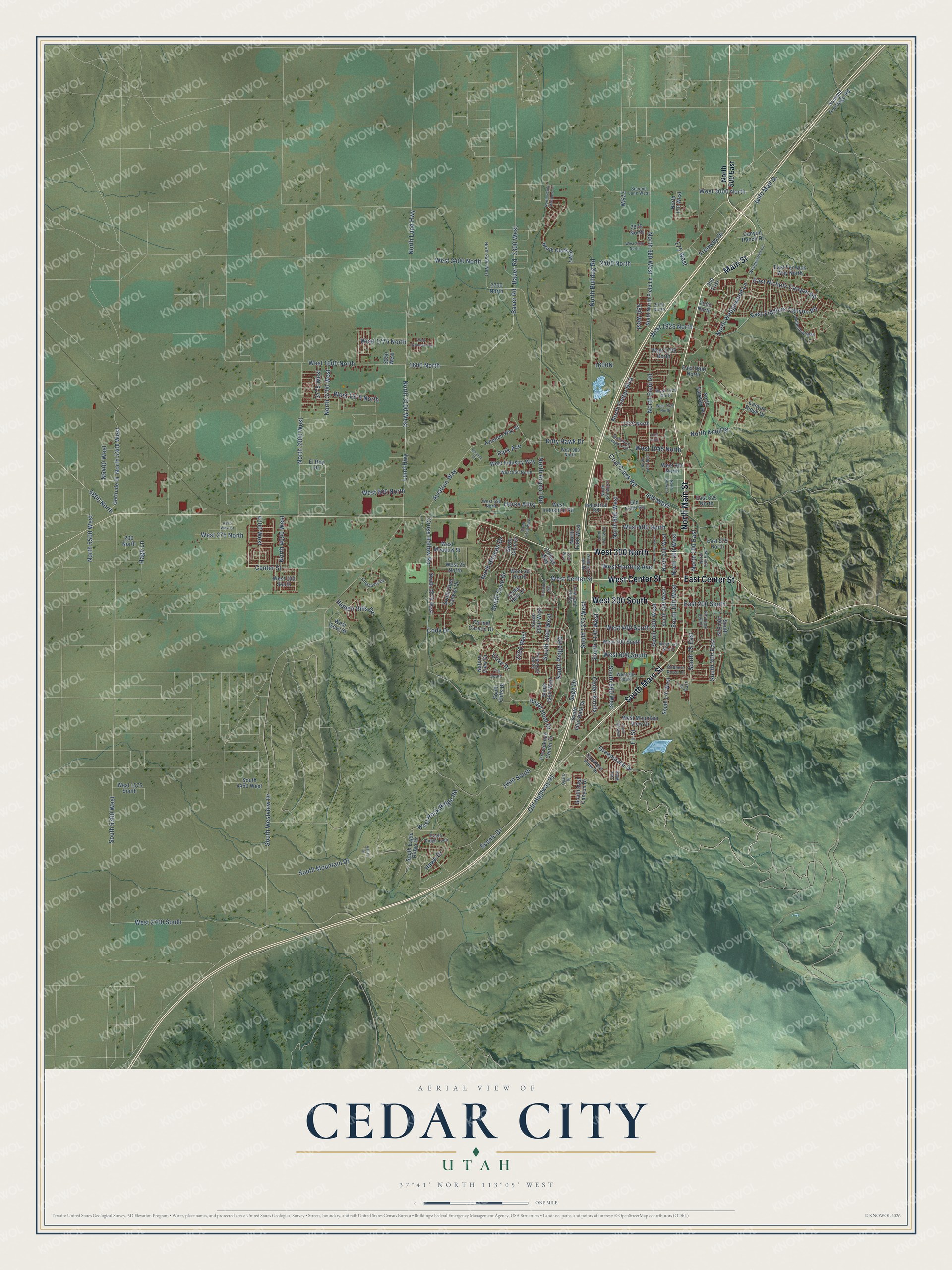 Watermarked full-map preview of Cedar City, Utah