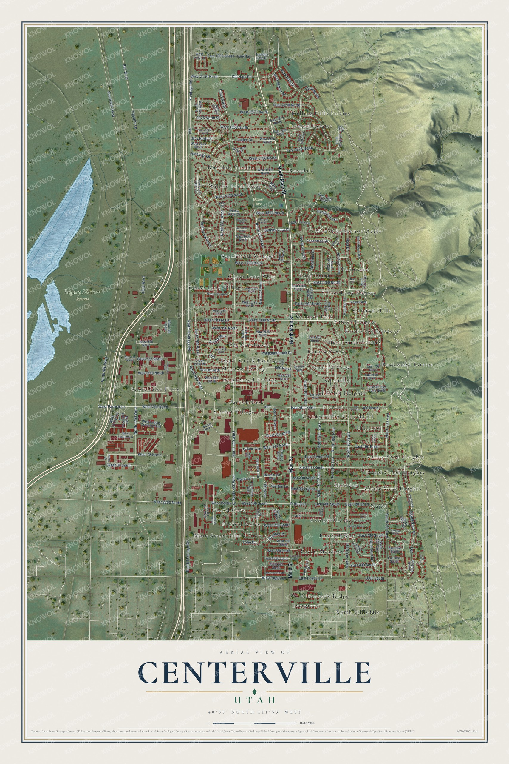 Watermarked full-map preview of Centerville, Utah
