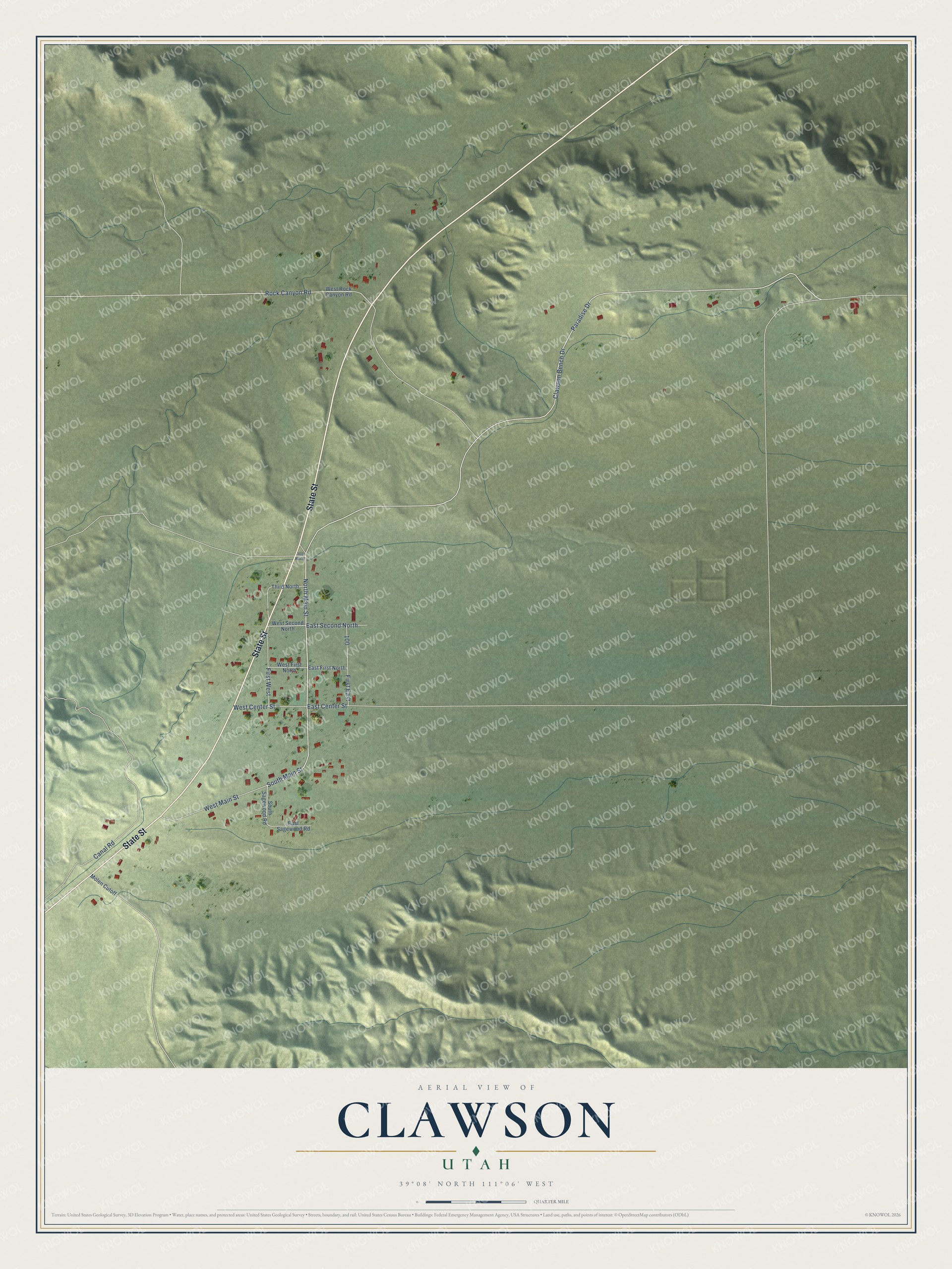 Watermarked full-map preview of Clawson, Utah