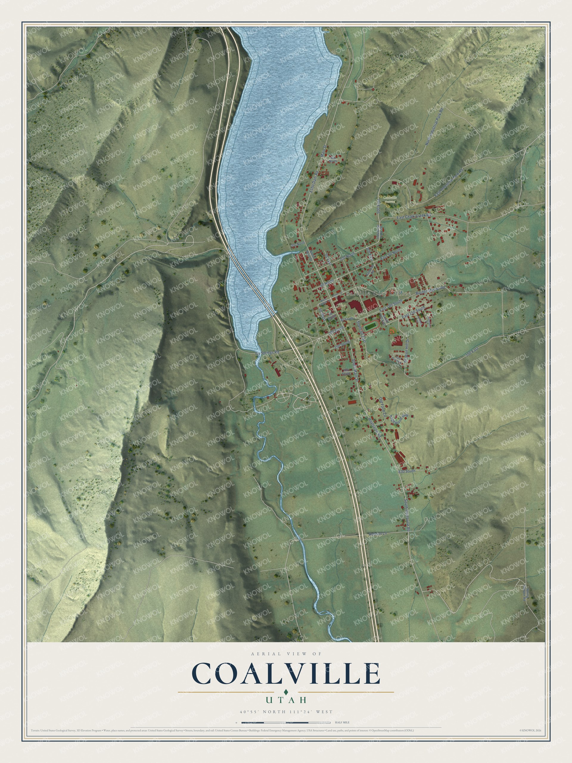 Watermarked full-map preview of Coalville, Utah