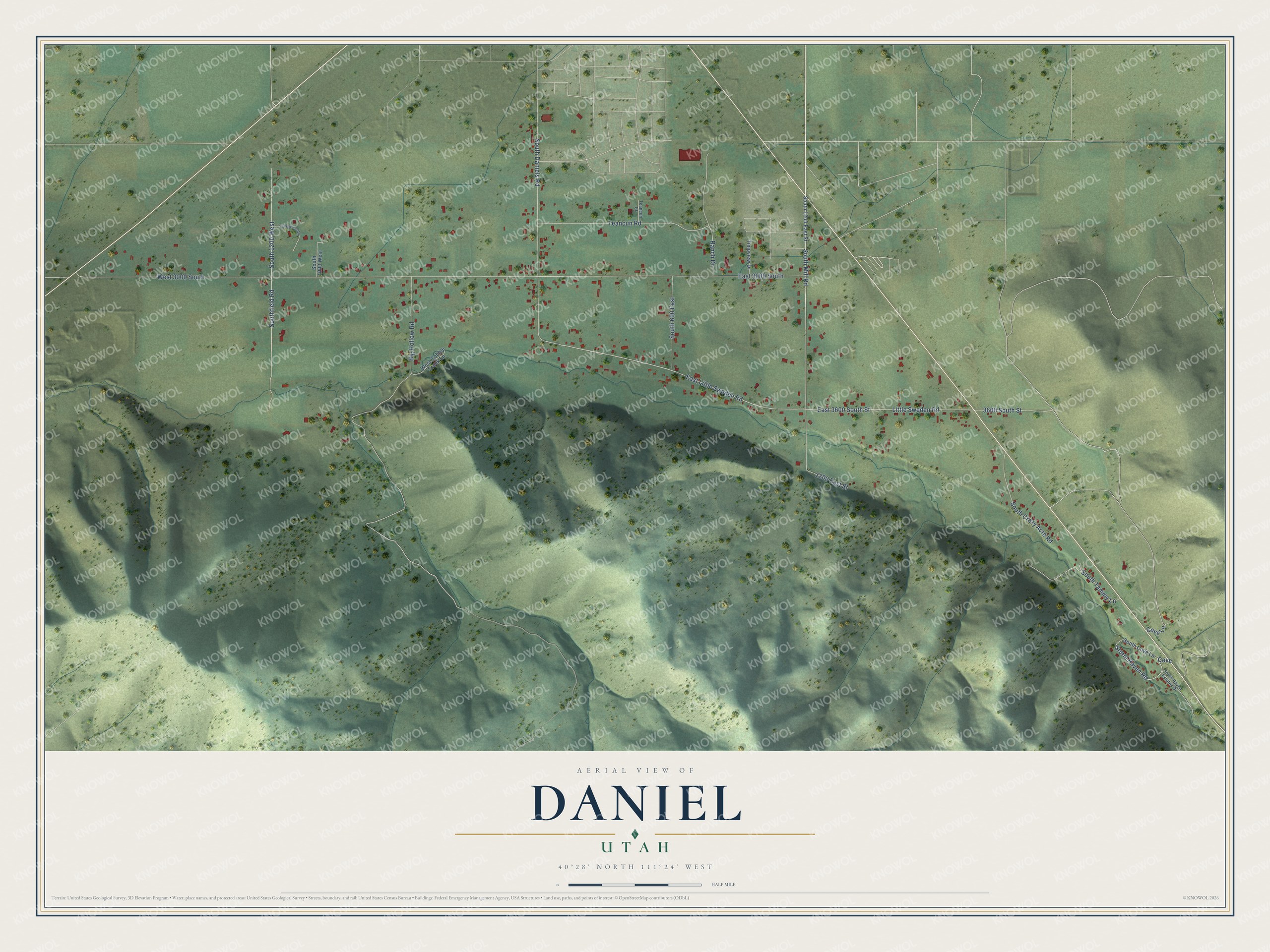 Watermarked full-map preview of Daniel, Utah
