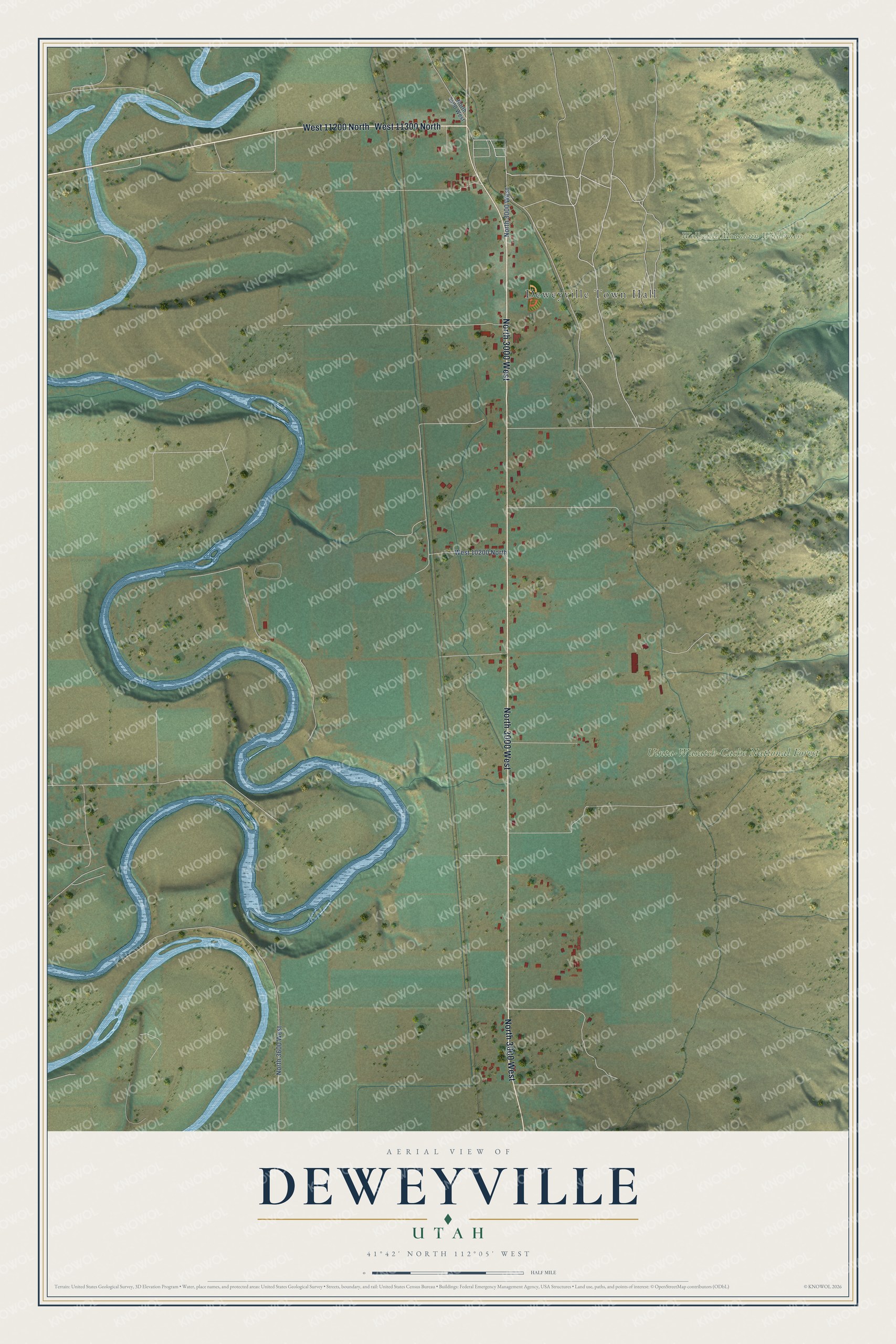 Watermarked full-map preview of Deweyville, Utah