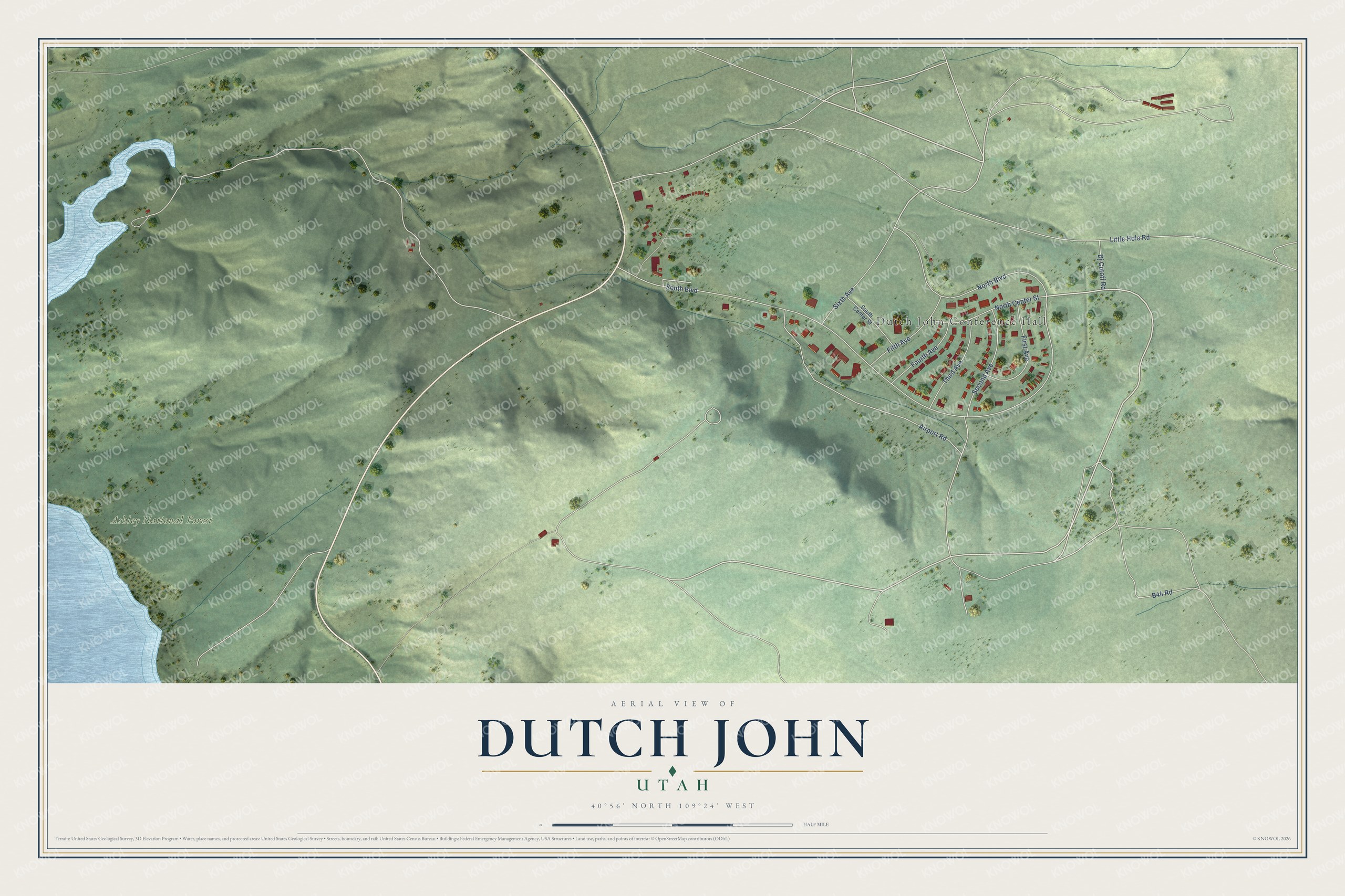 Watermarked full-map preview of Dutch John, Utah