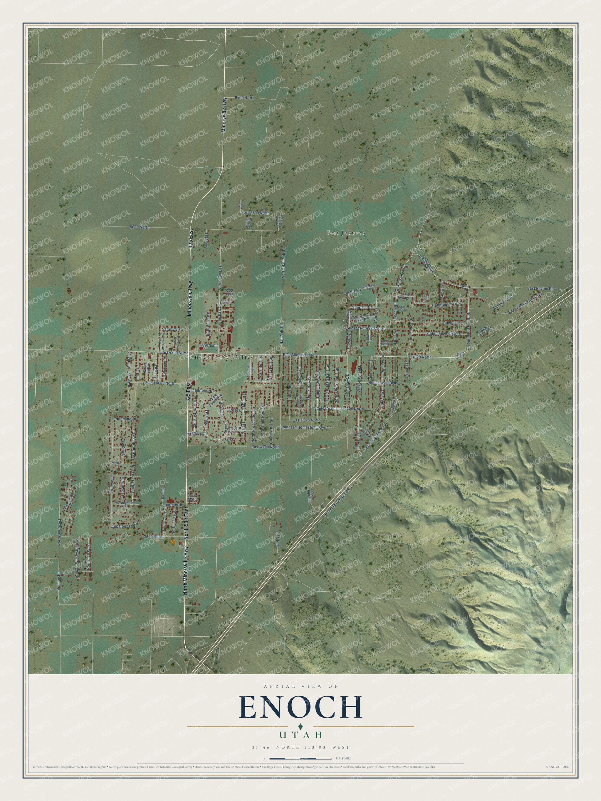 Watermarked full-map preview of Enoch, Utah