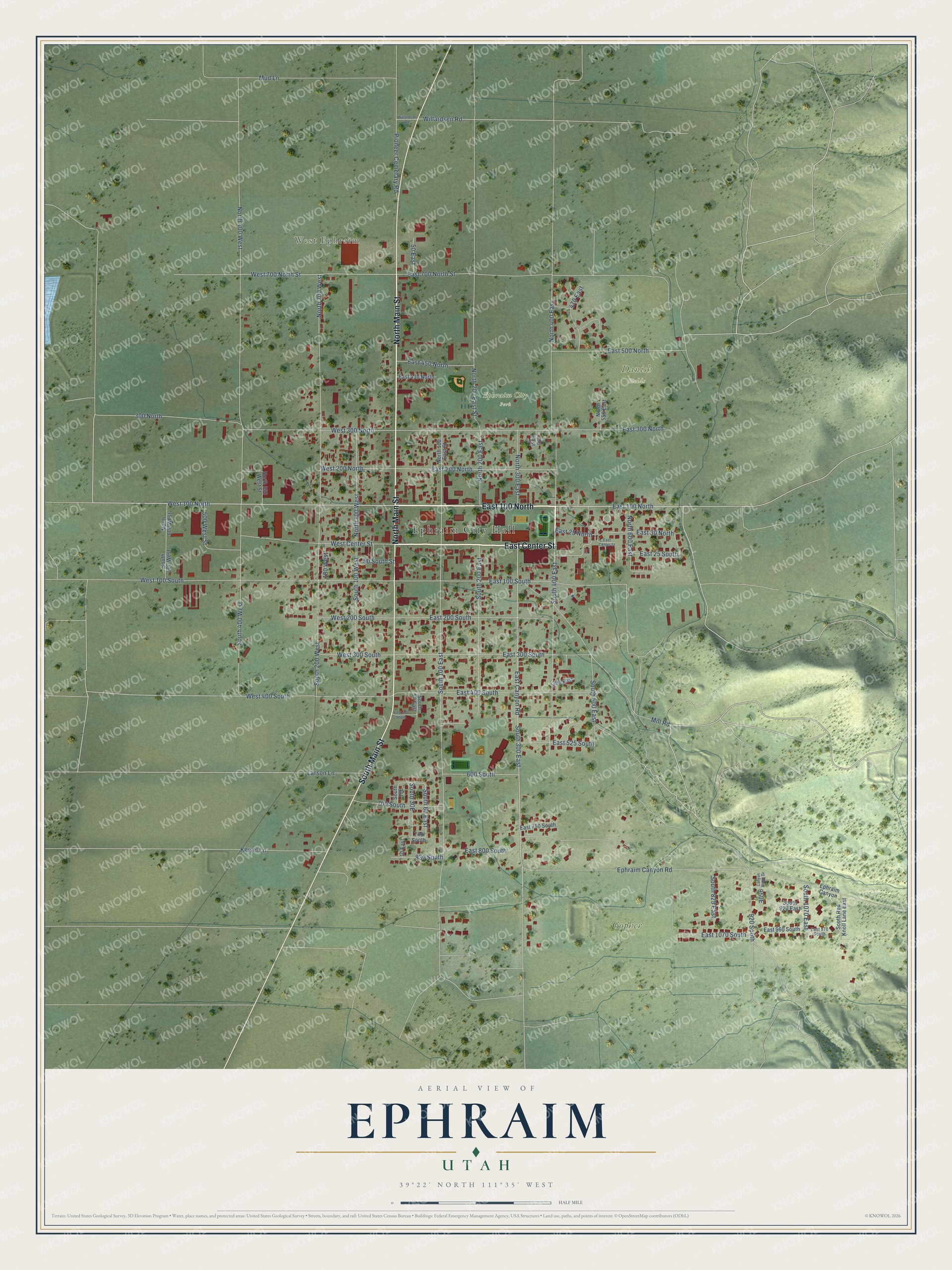 Watermarked full-map preview of Ephraim, Utah