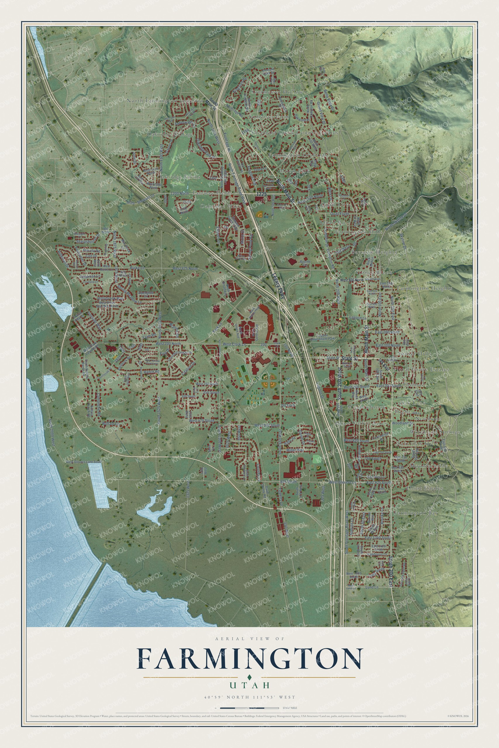 Watermarked full-map preview of Farmington, Utah