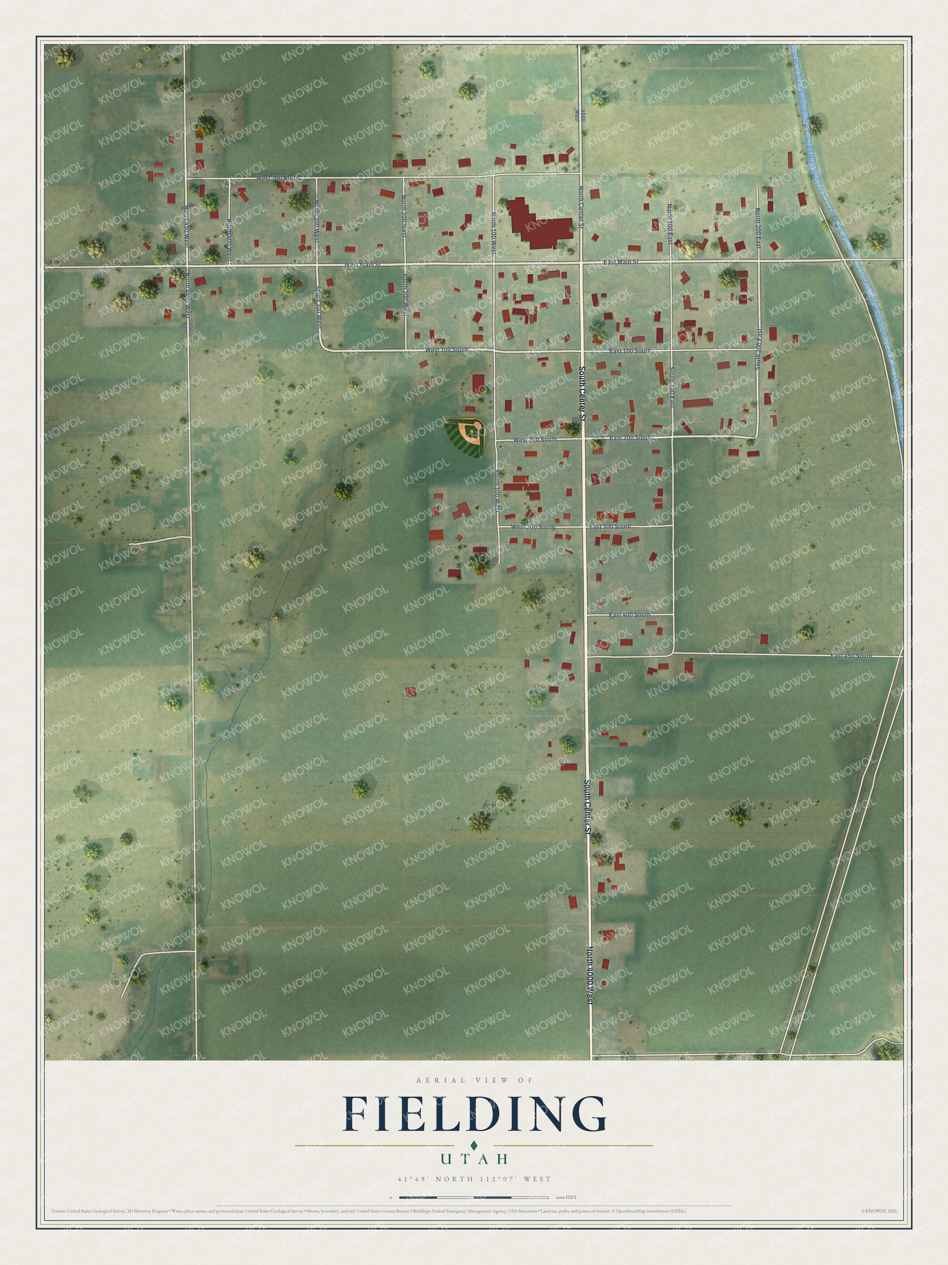 Watermarked full-map preview of Fielding, Utah