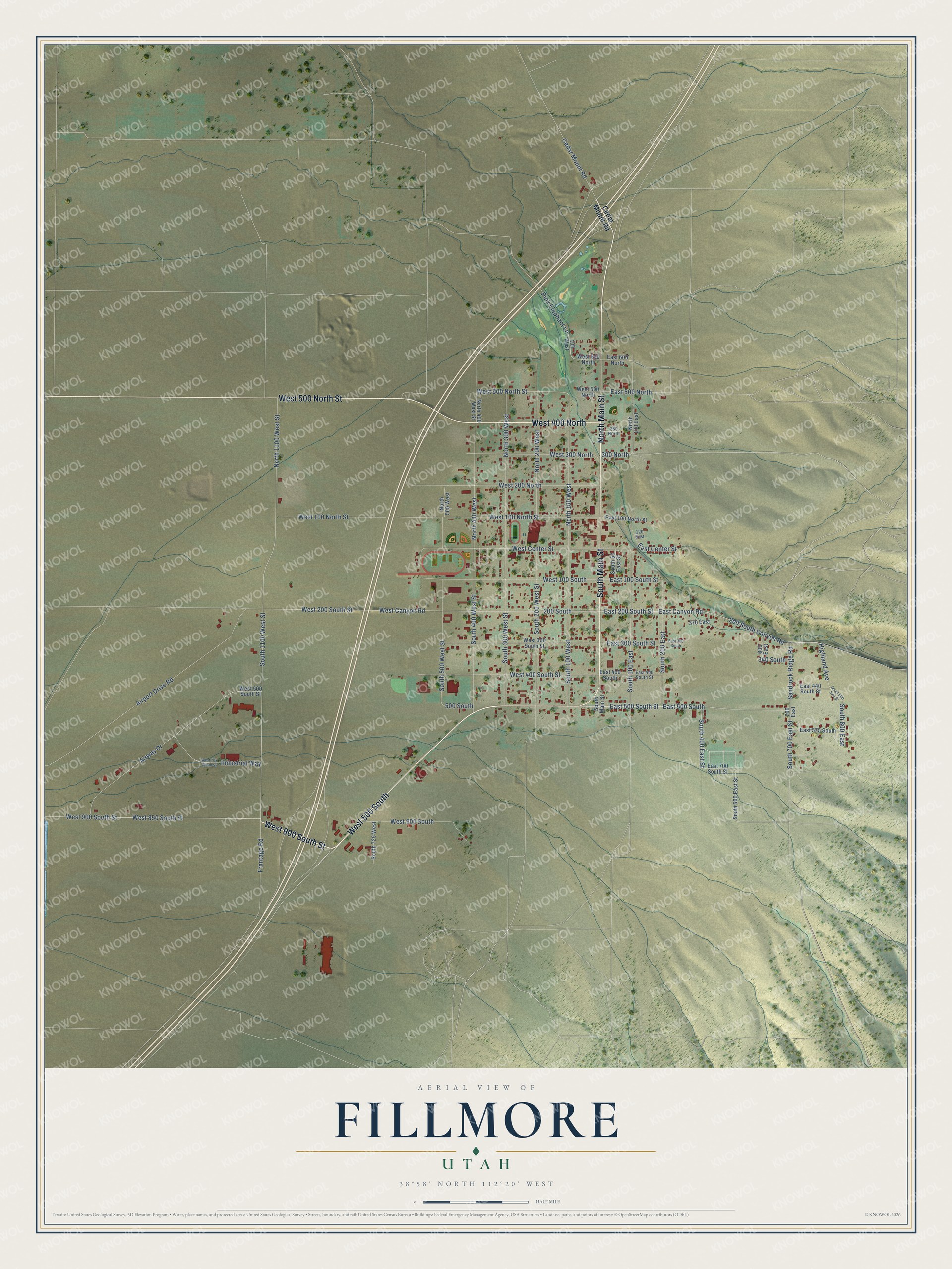 Watermarked full-map preview of Fillmore, Utah