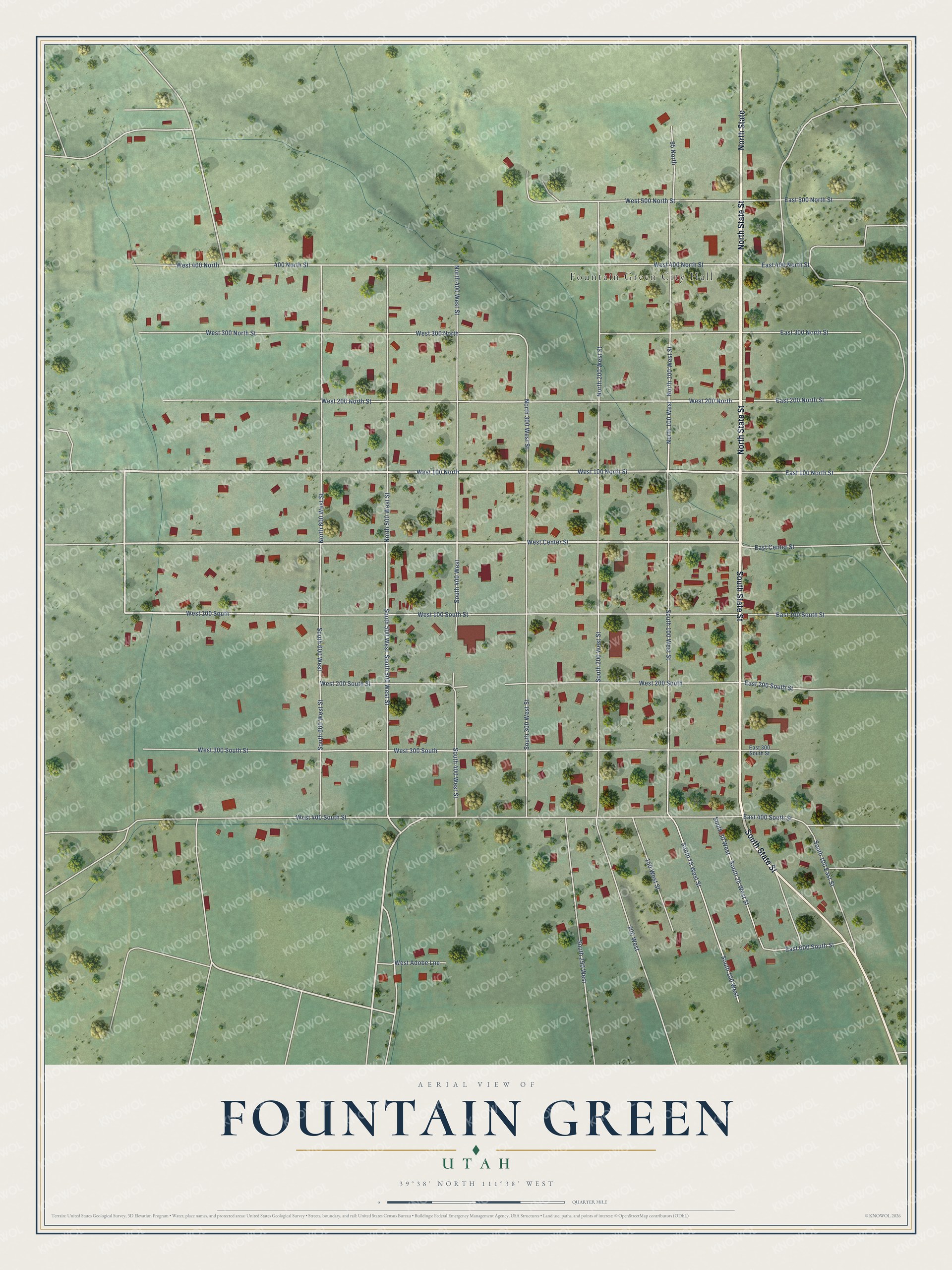 Watermarked full-map preview of Fountain Green, Utah