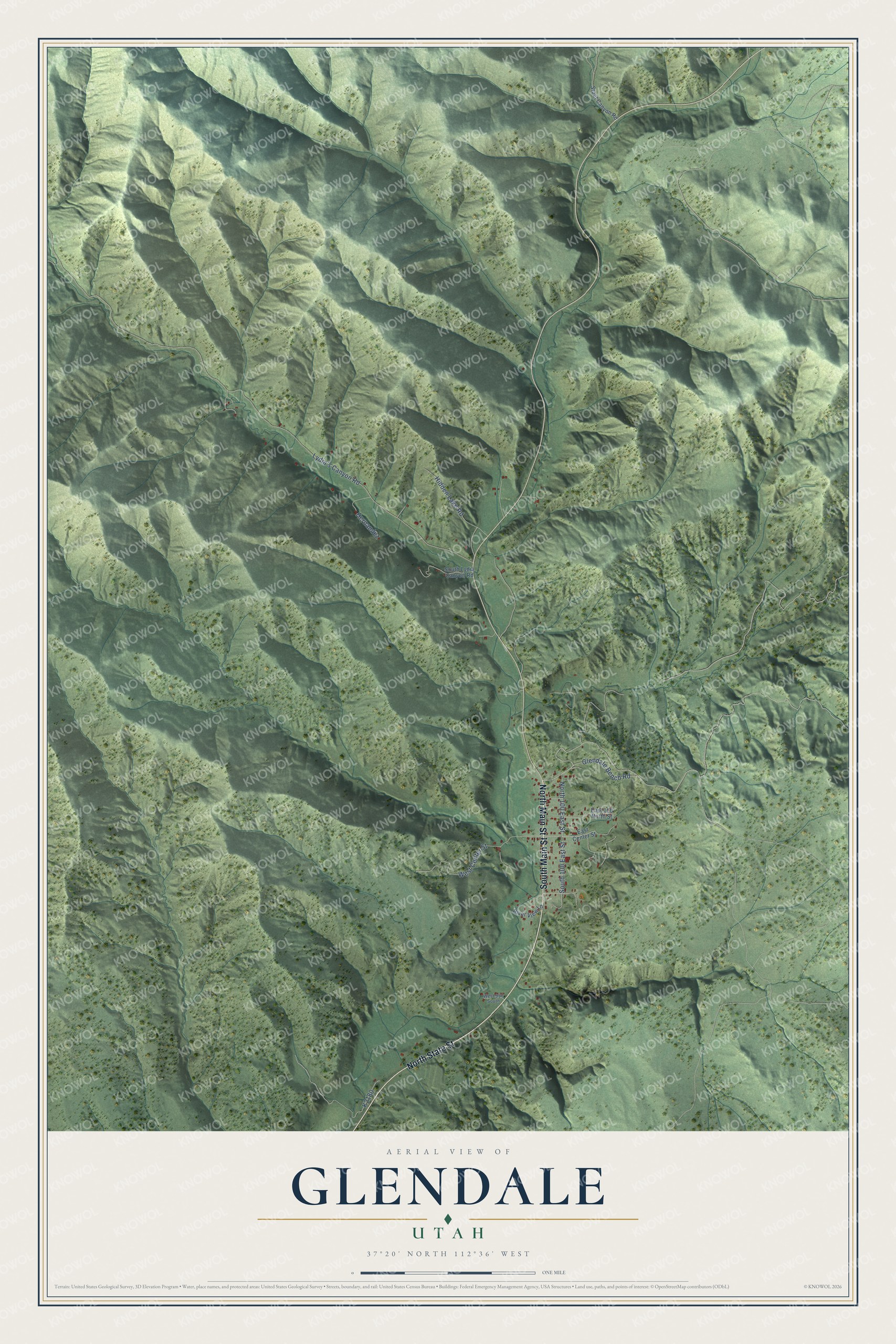 Watermarked full-map preview of Glendale, Utah