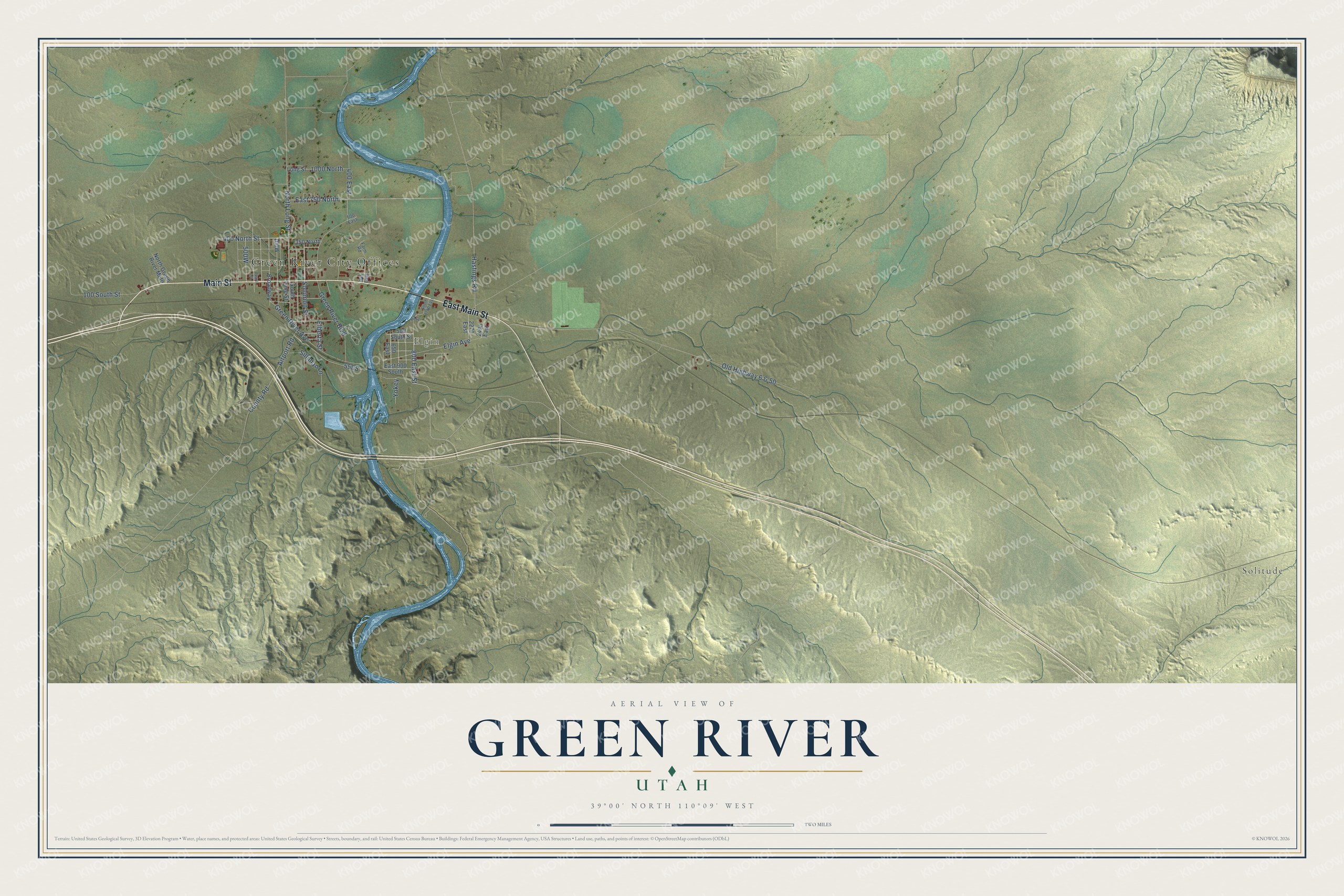 Watermarked full-map preview of Green River, Utah