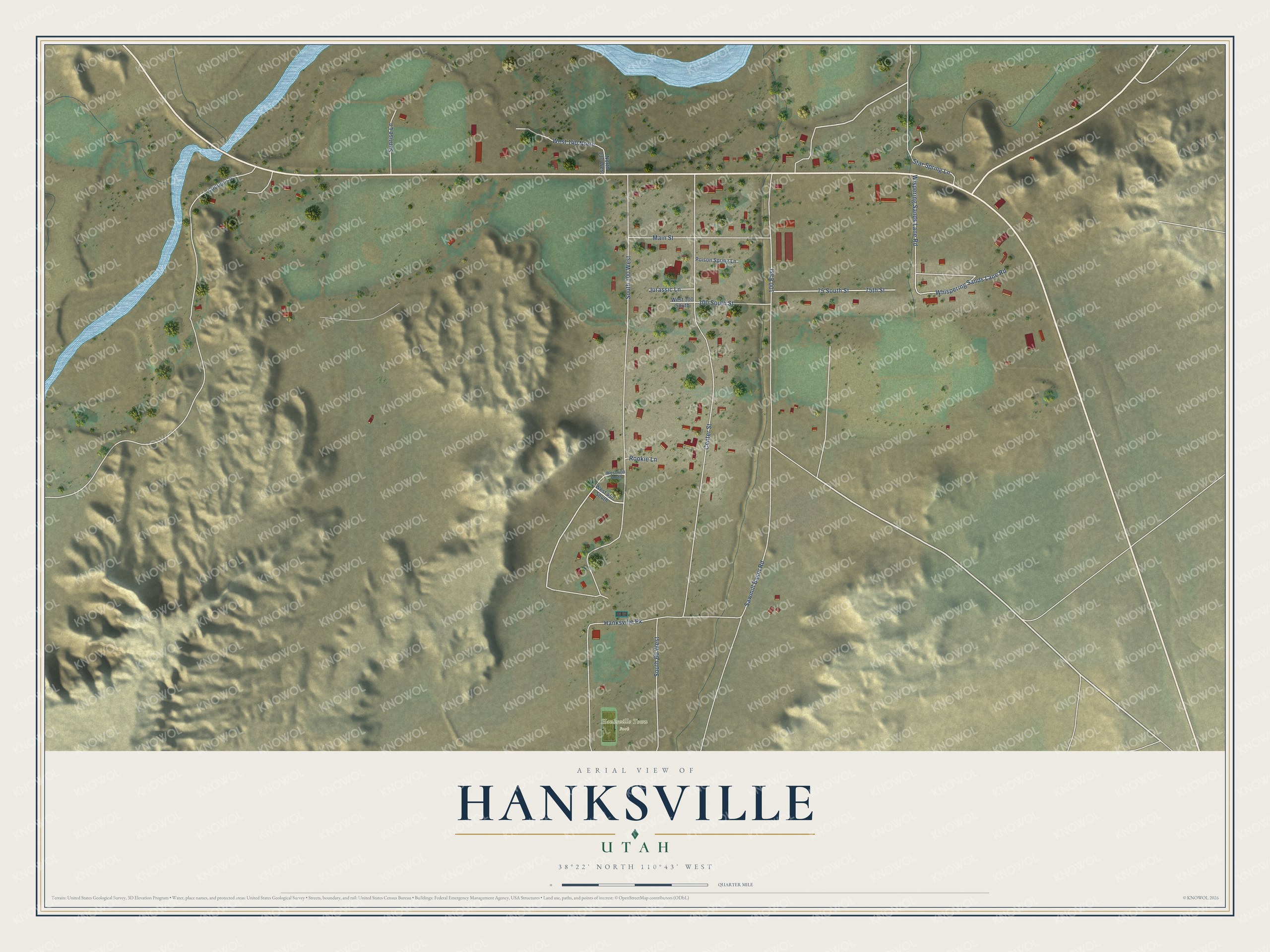 Watermarked full-map preview of Hanksville, Utah