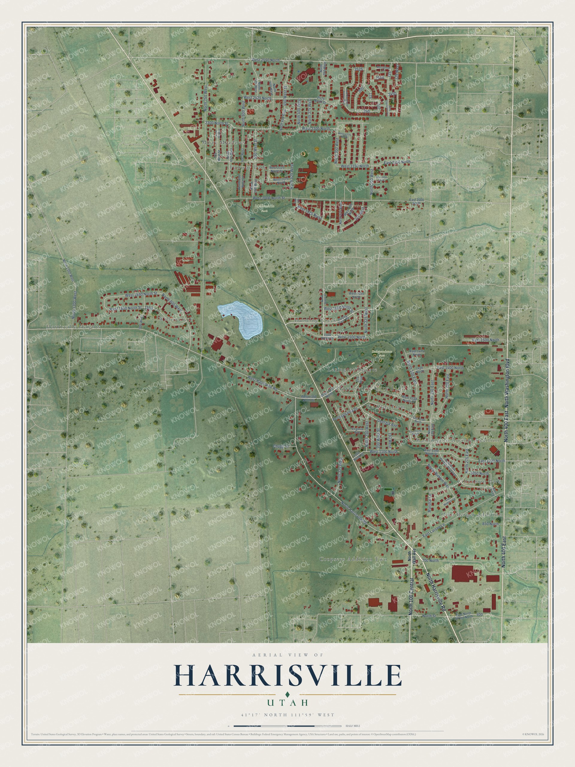 Watermarked full-map preview of Harrisville, Utah