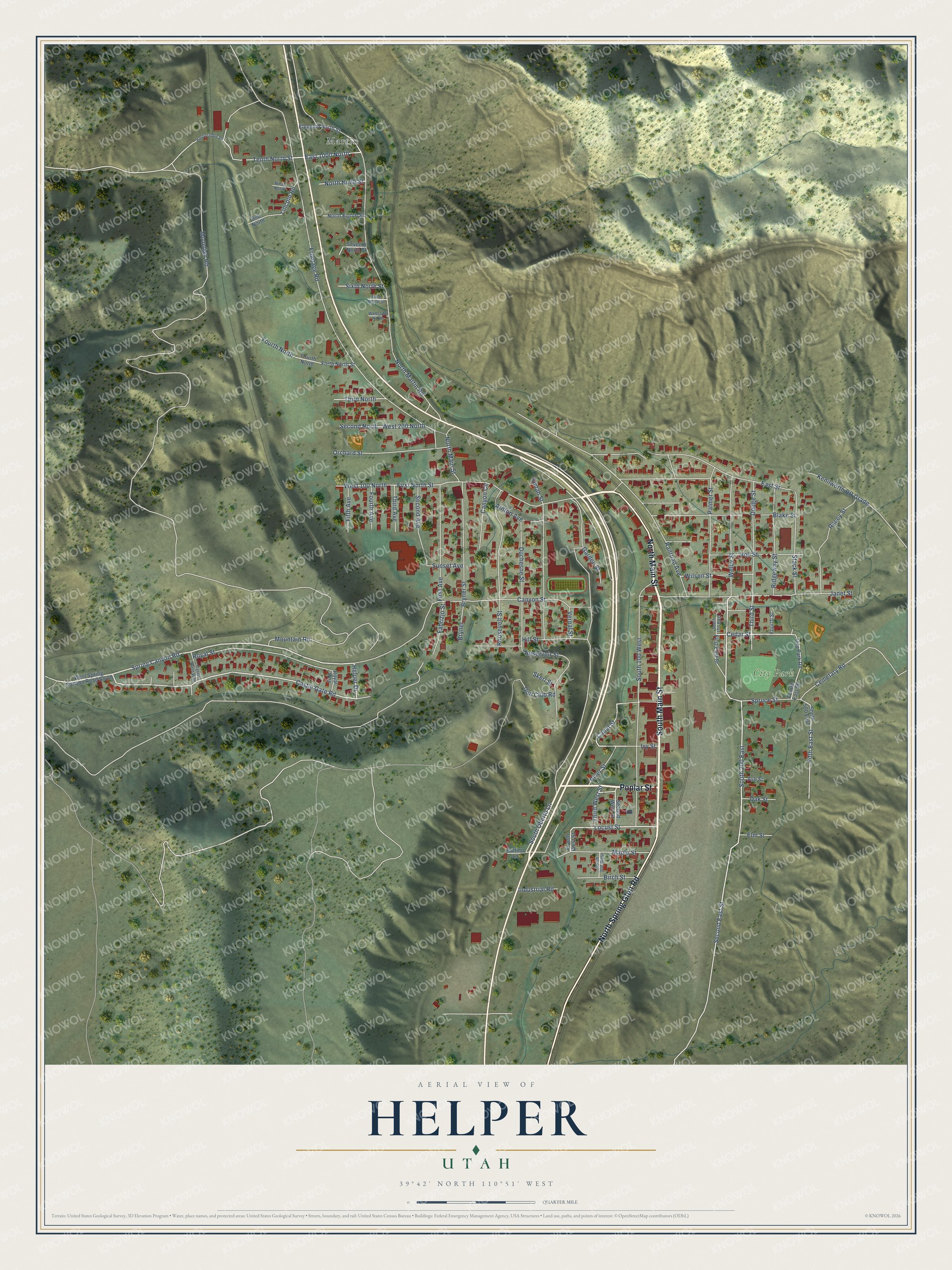 Watermarked full-map preview of Helper, Utah