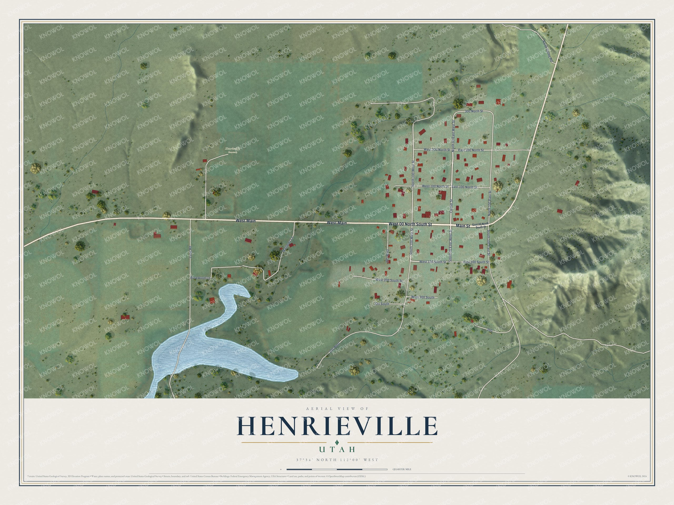 Watermarked full-map preview of Henrieville, Utah