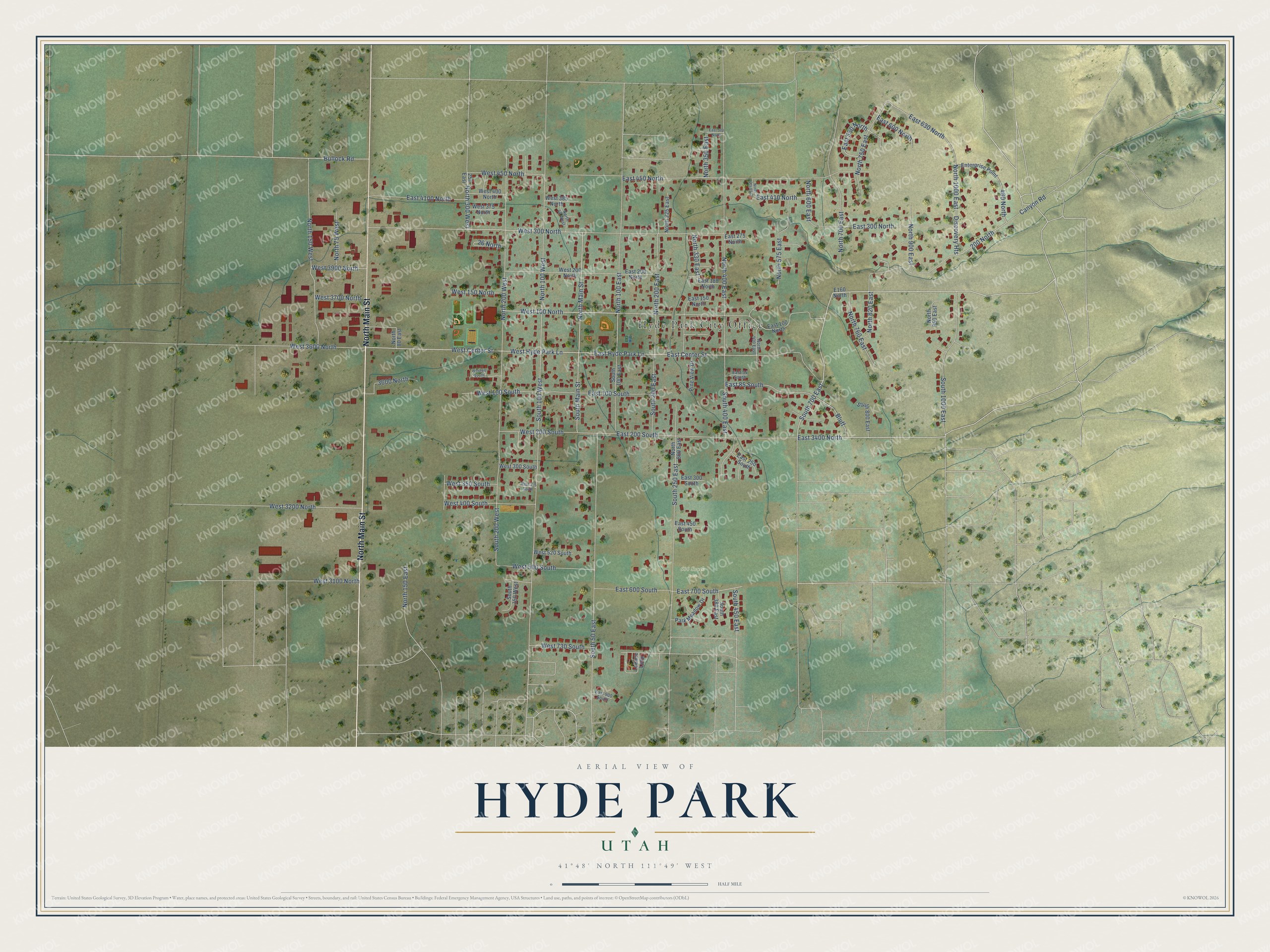 Watermarked full-map preview of Hyde Park, Utah