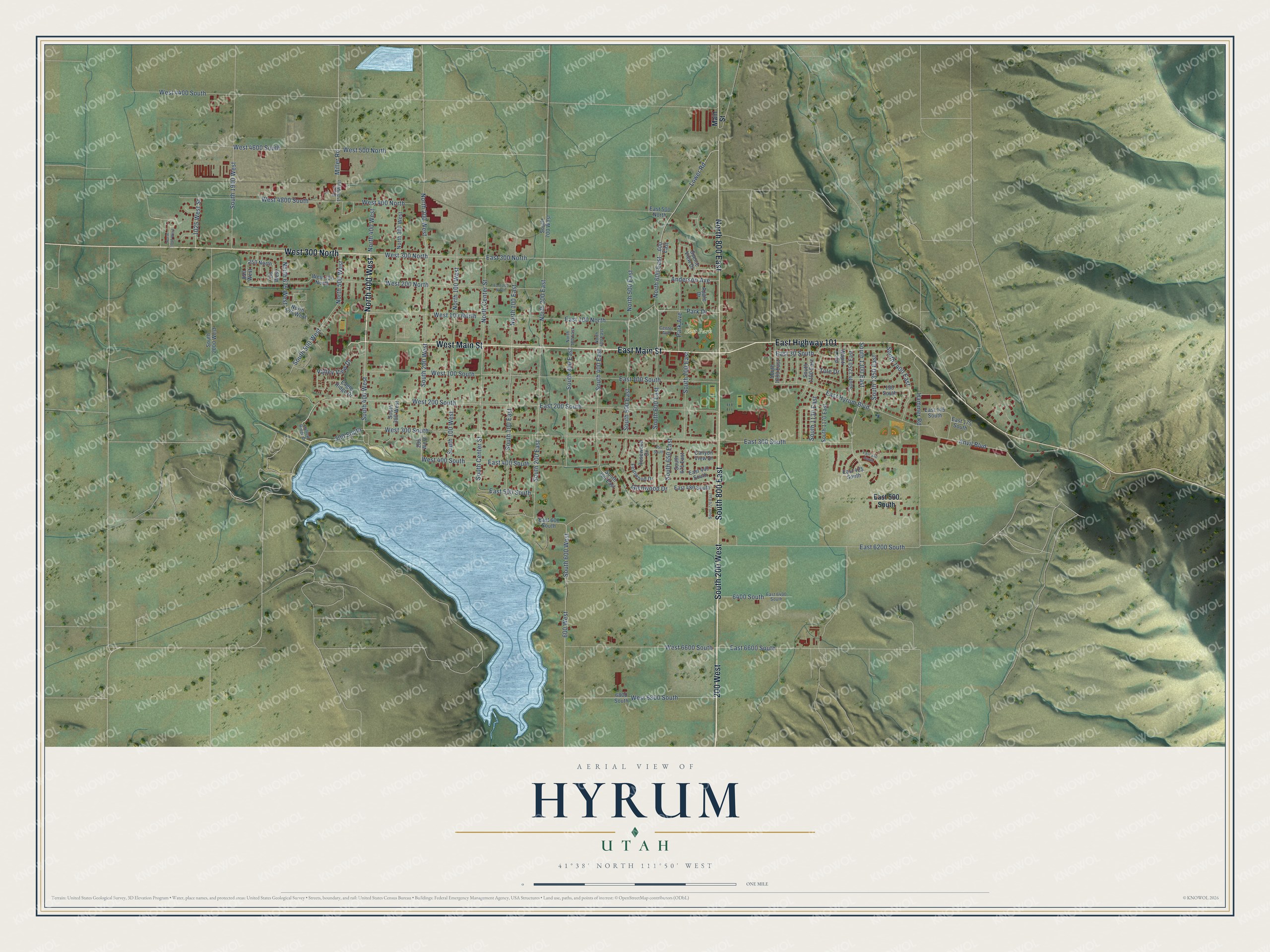 Watermarked full-map preview of Hyrum, Utah