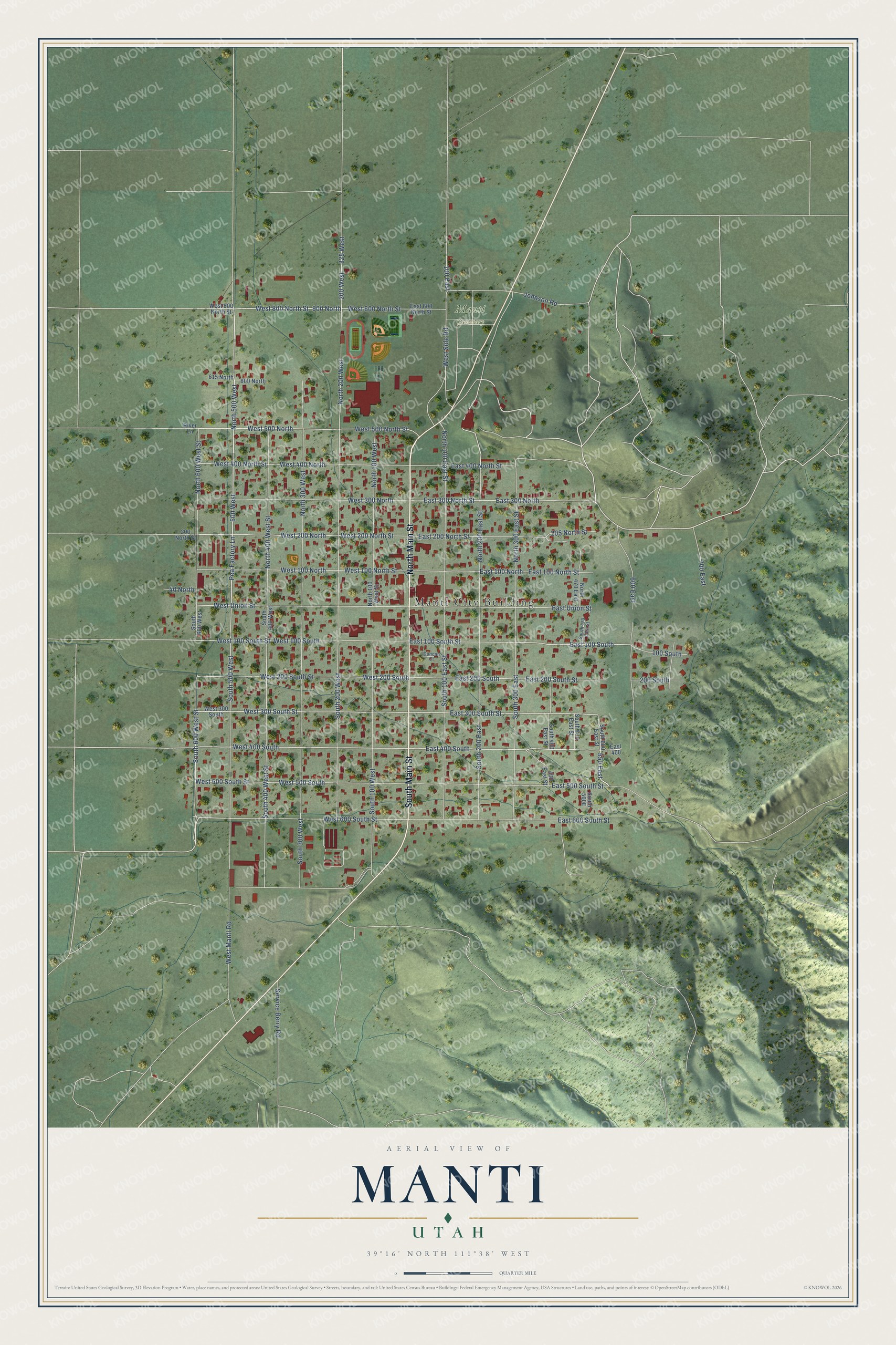 Watermarked full-map preview of Manti, Utah