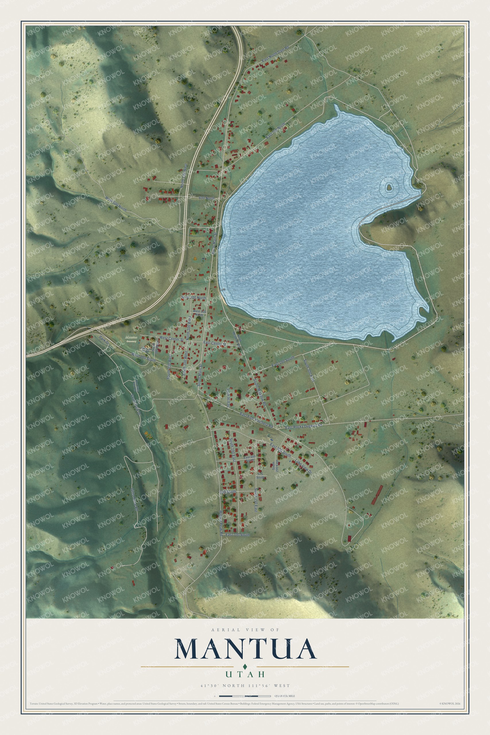Watermarked full-map preview of Mantua, Utah