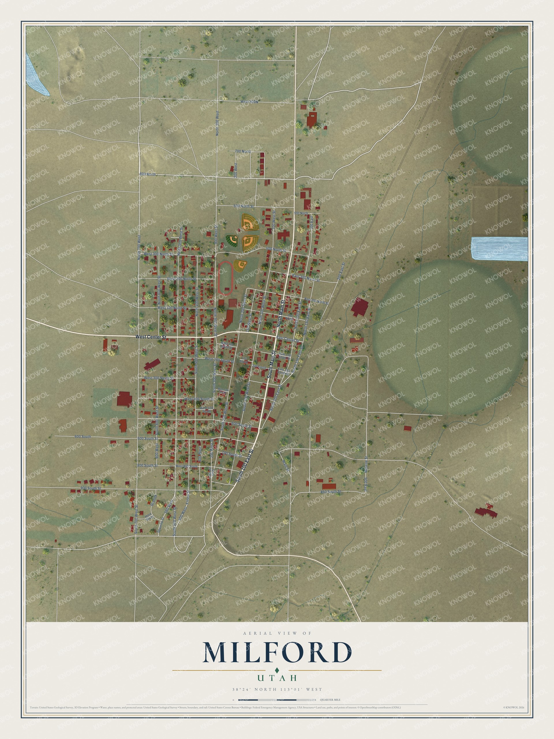 Watermarked full-map preview of Milford, Utah