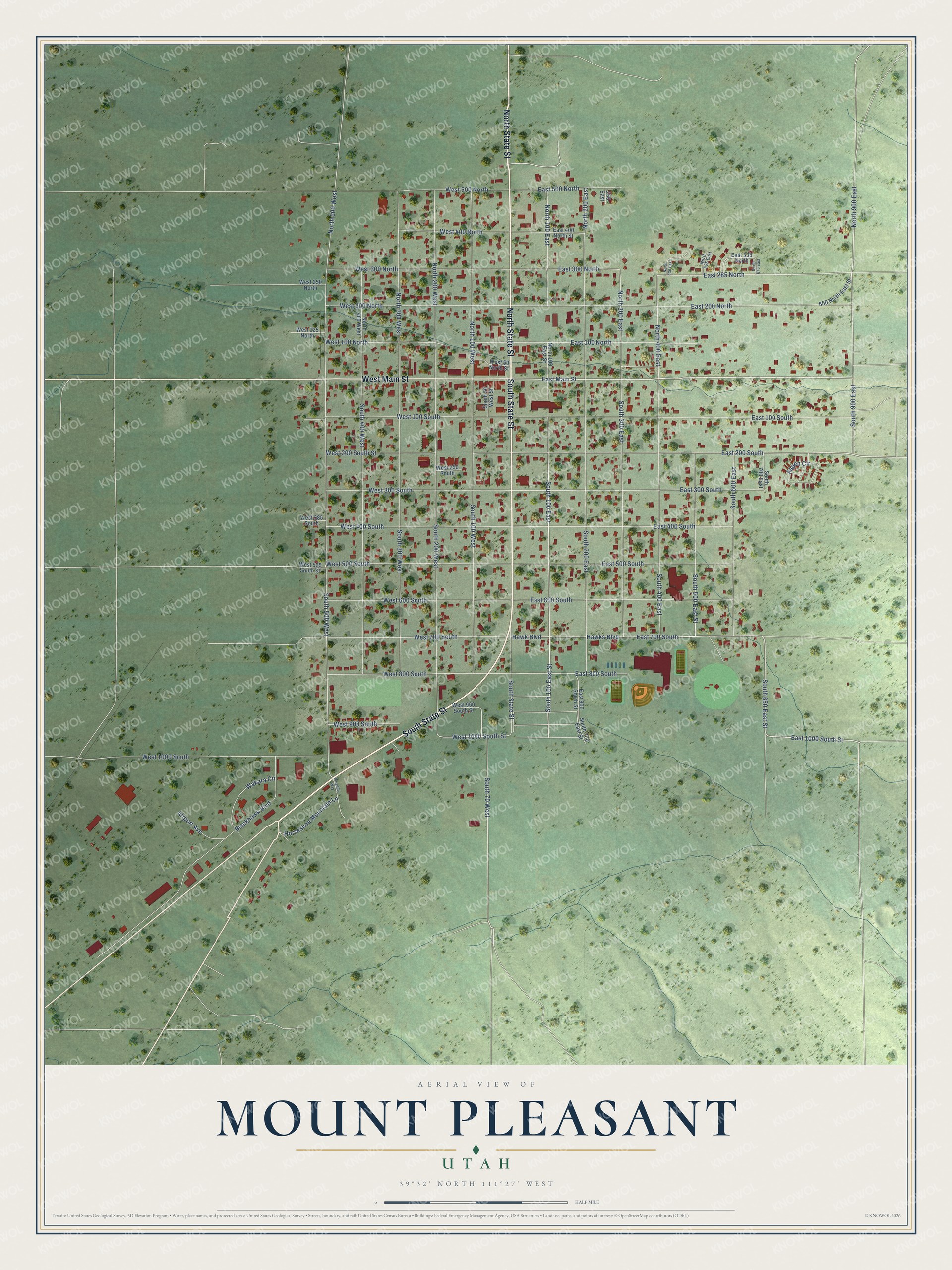 Watermarked full-map preview of Mount Pleasant, Utah