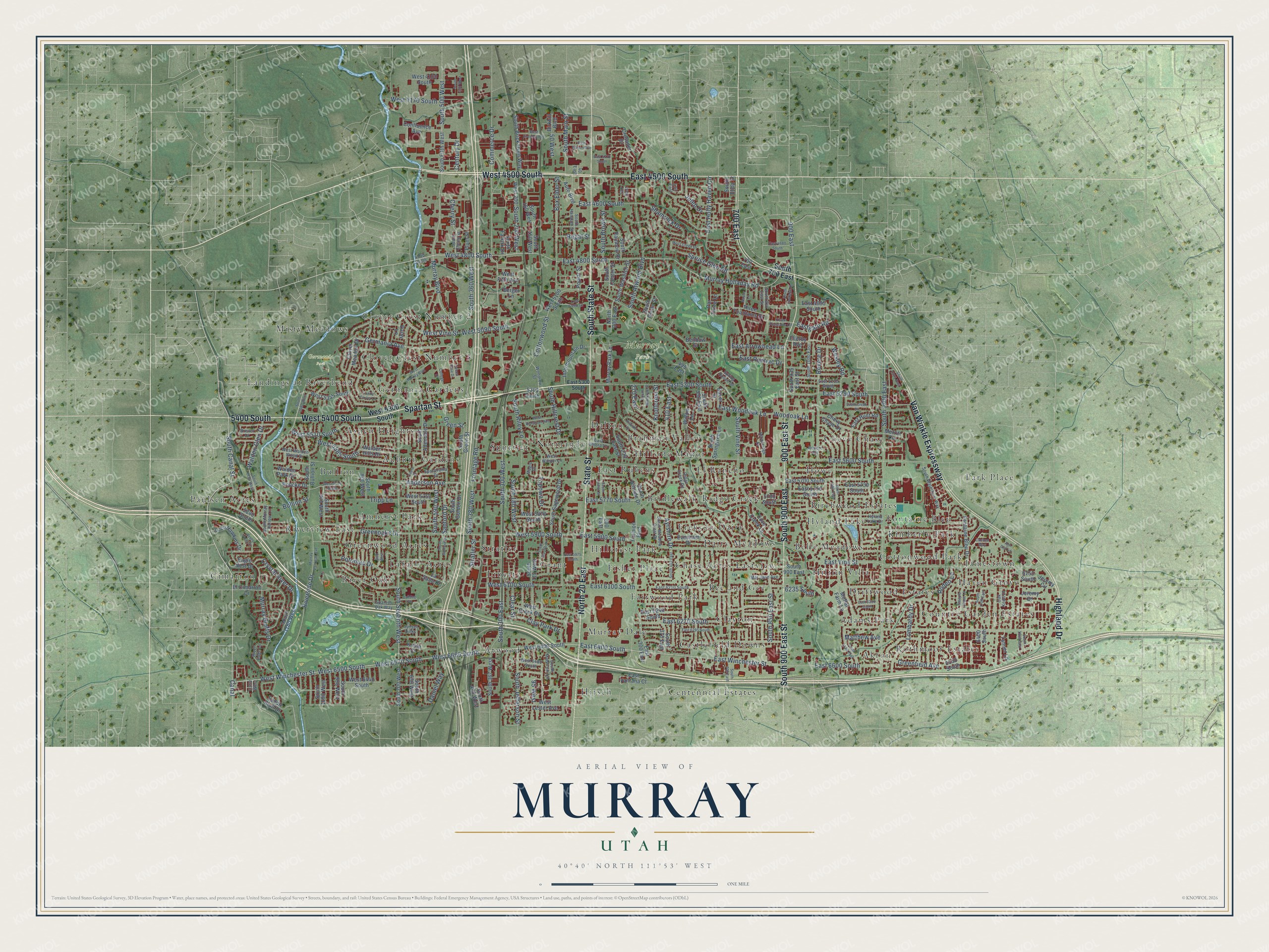 Watermarked full-map preview of Murray, Utah