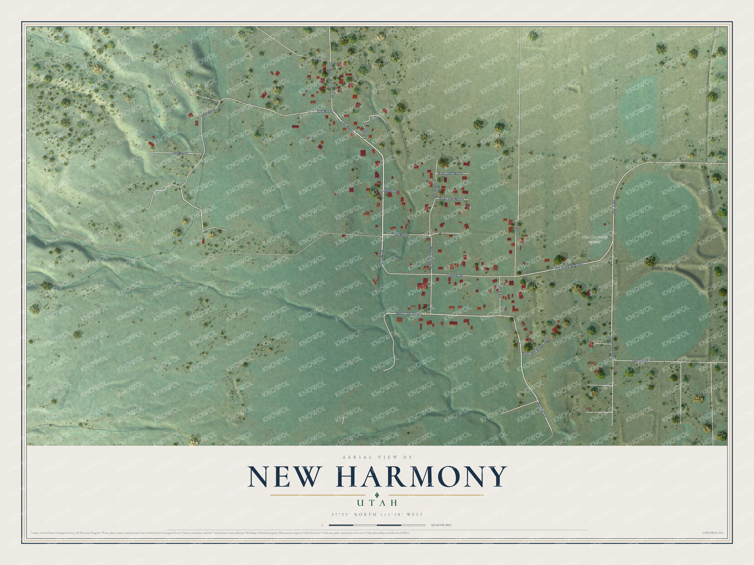 Watermarked full-map preview of New Harmony, Utah