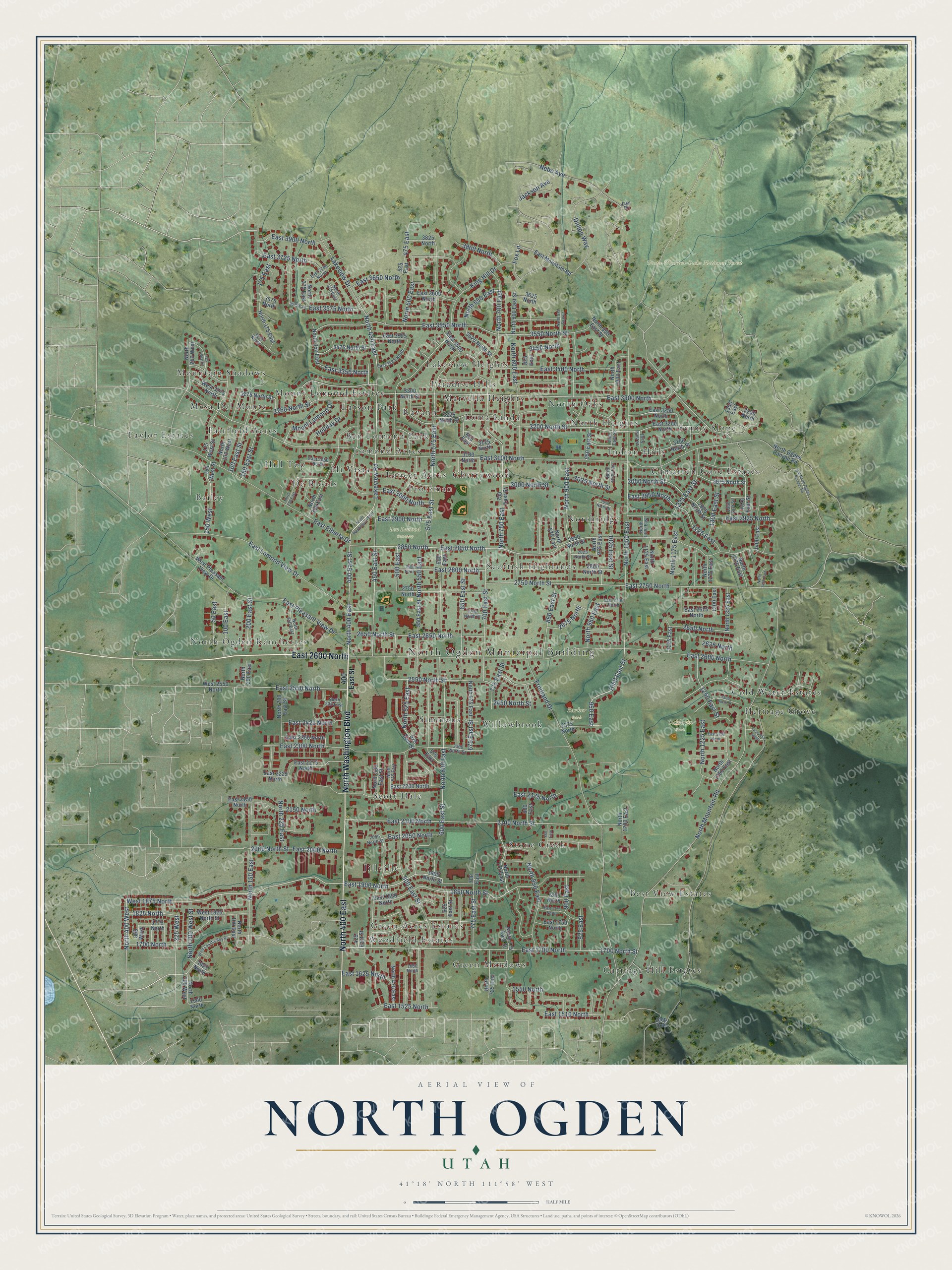 Watermarked full-map preview of North Ogden, Utah