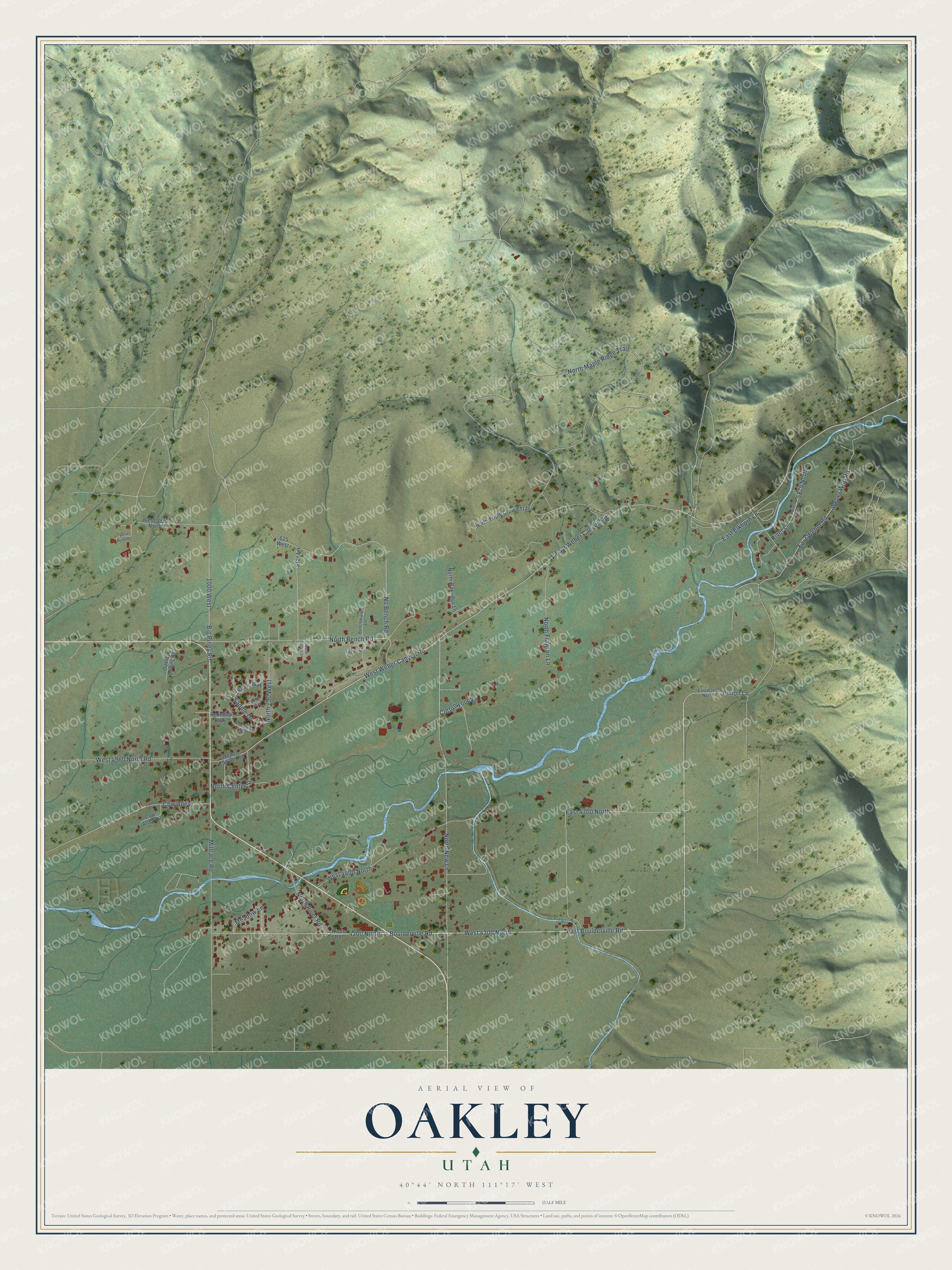Watermarked full-map preview of Oakley, Utah