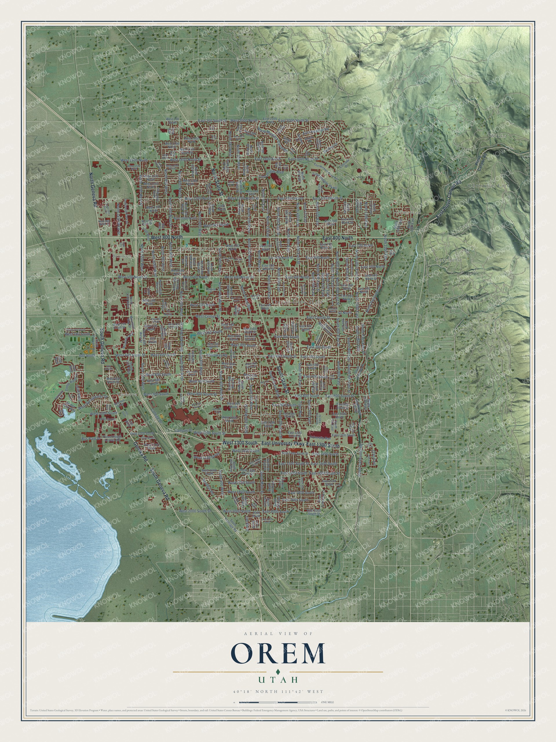 Watermarked full-map preview of Orem, Utah