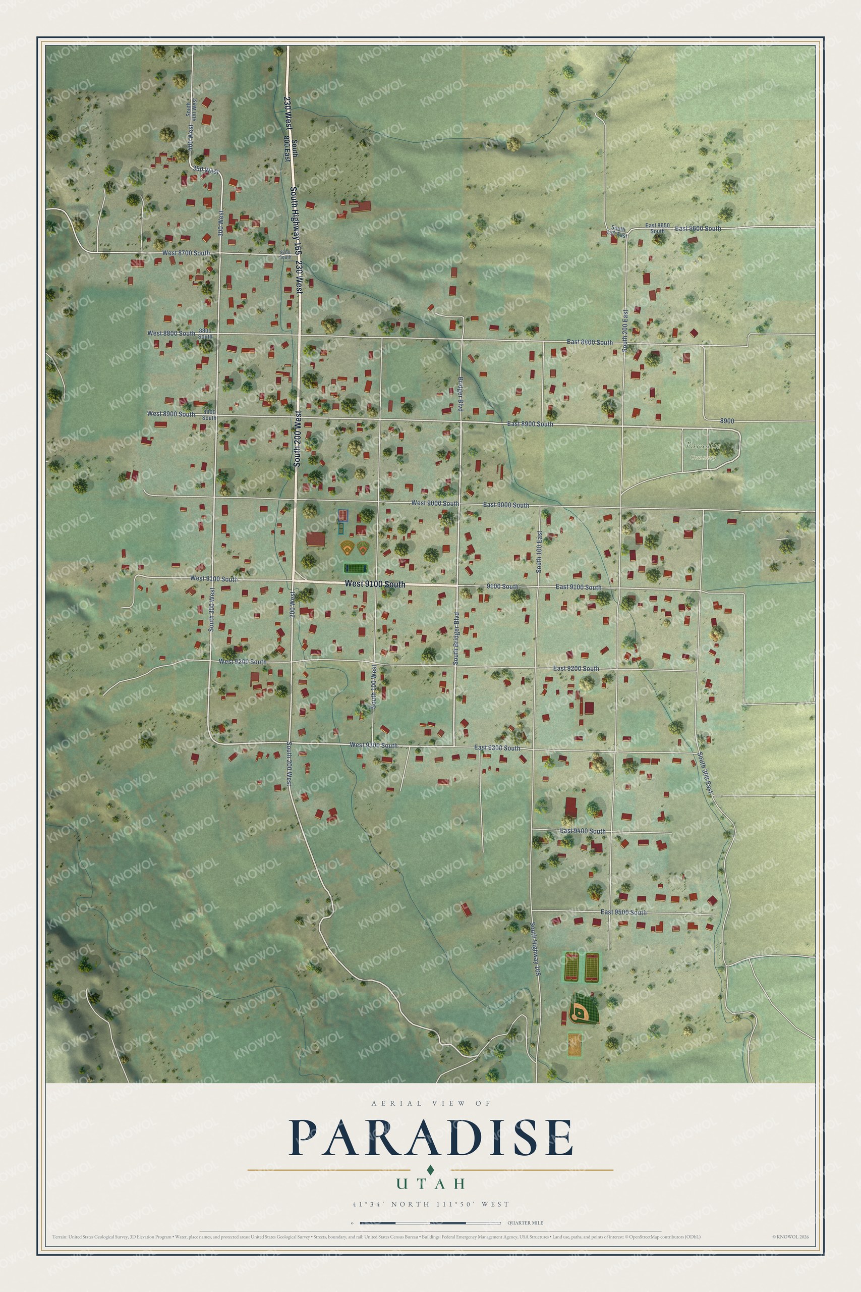 Watermarked full-map preview of Paradise, Utah