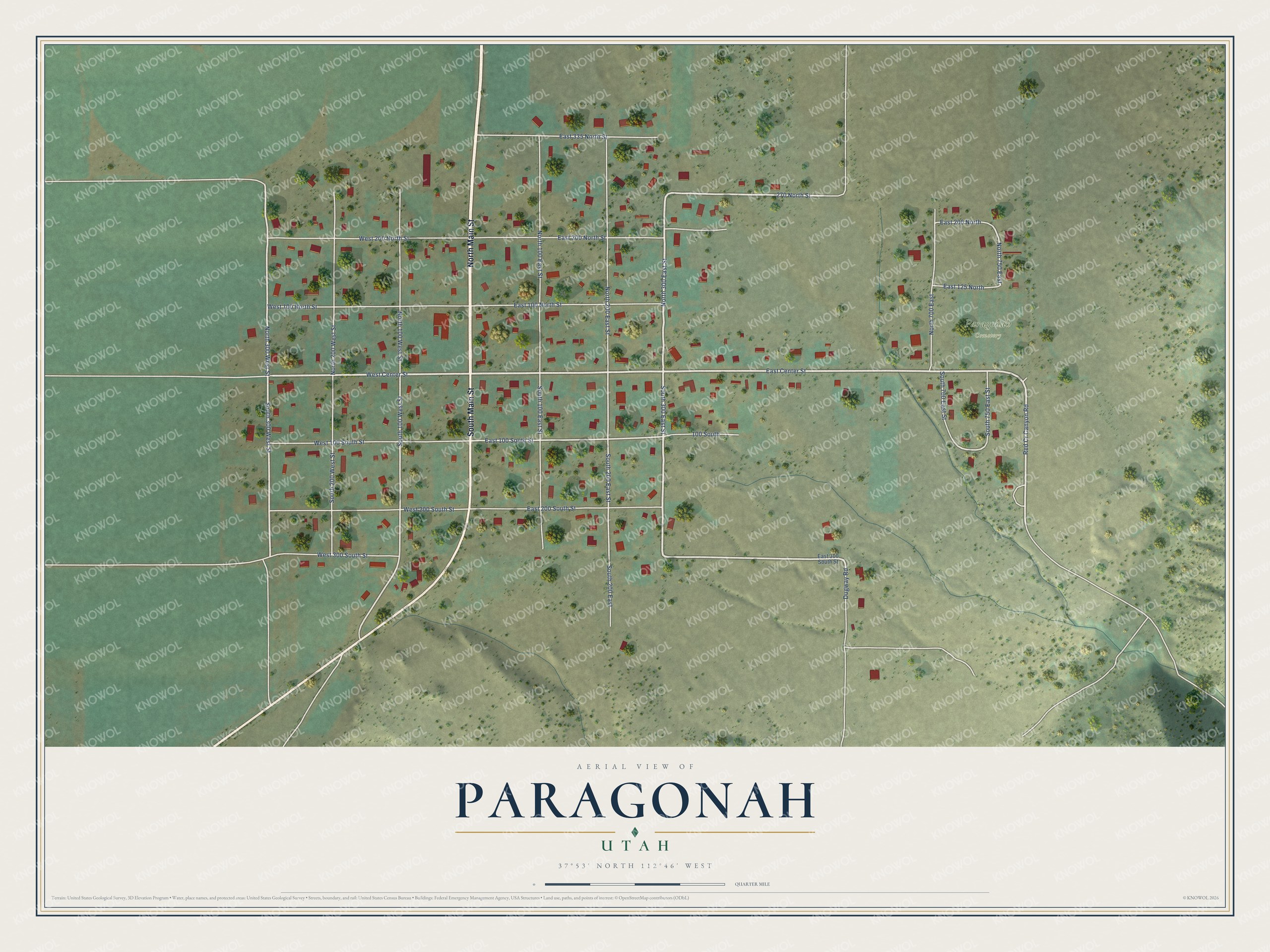 Watermarked full-map preview of Paragonah, Utah