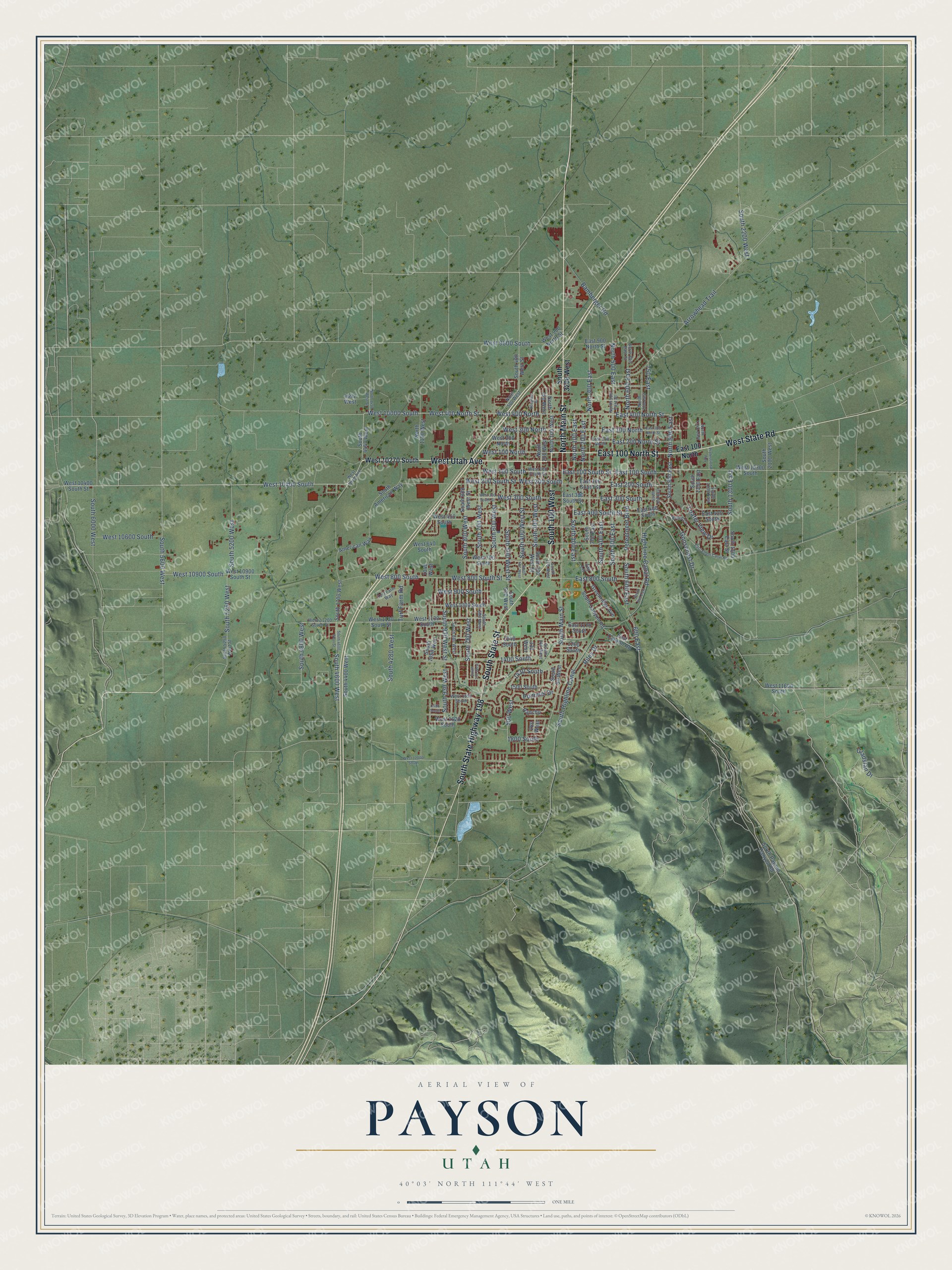 Watermarked full-map preview of Payson, Utah