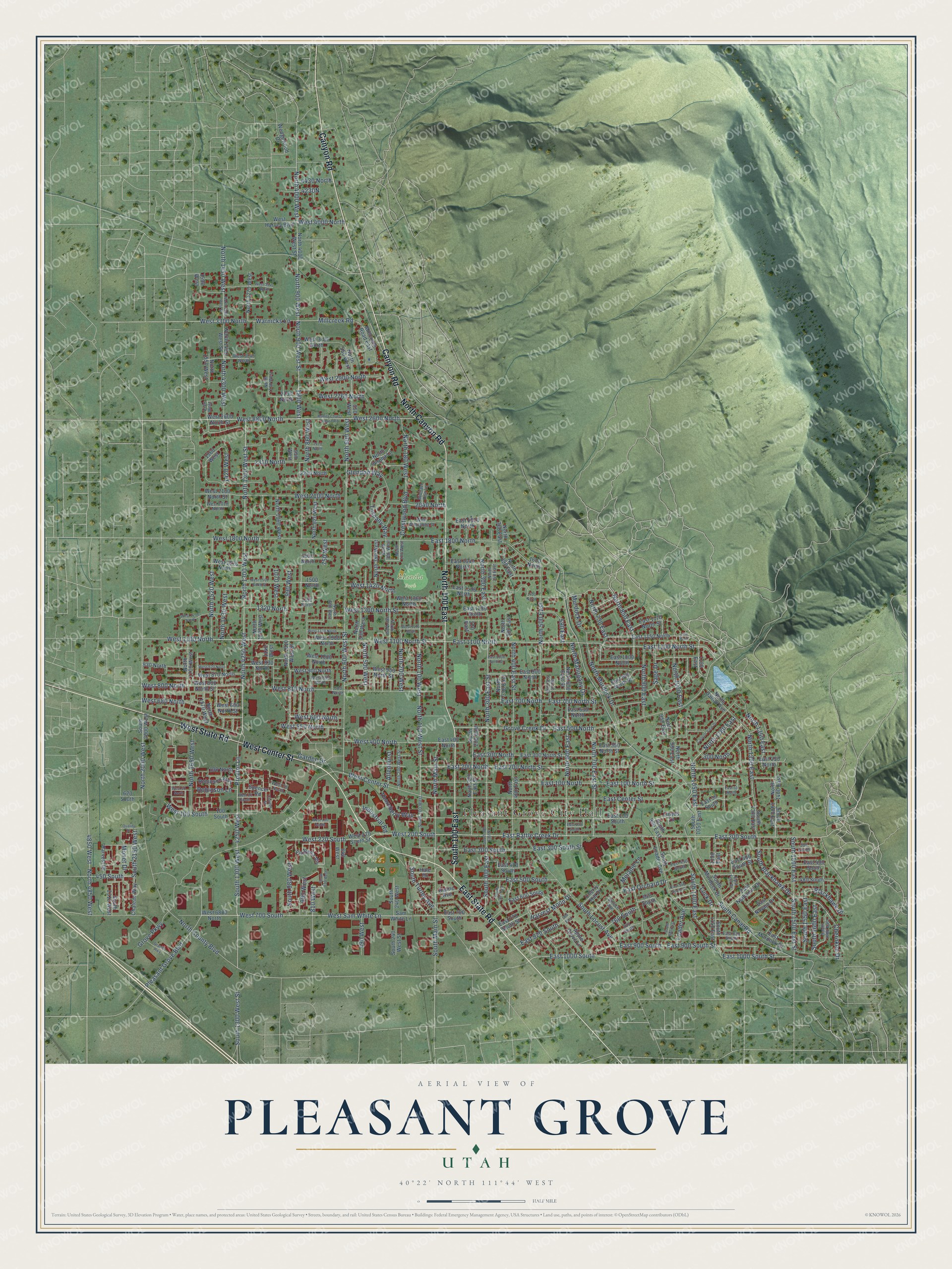 Watermarked full-map preview of Pleasant Grove, Utah