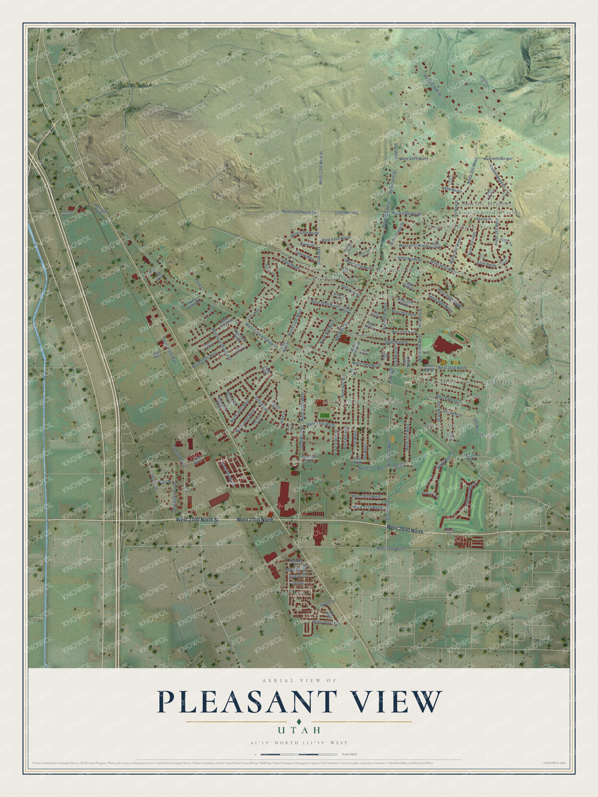 Watermarked full-map preview of Pleasant View, Utah