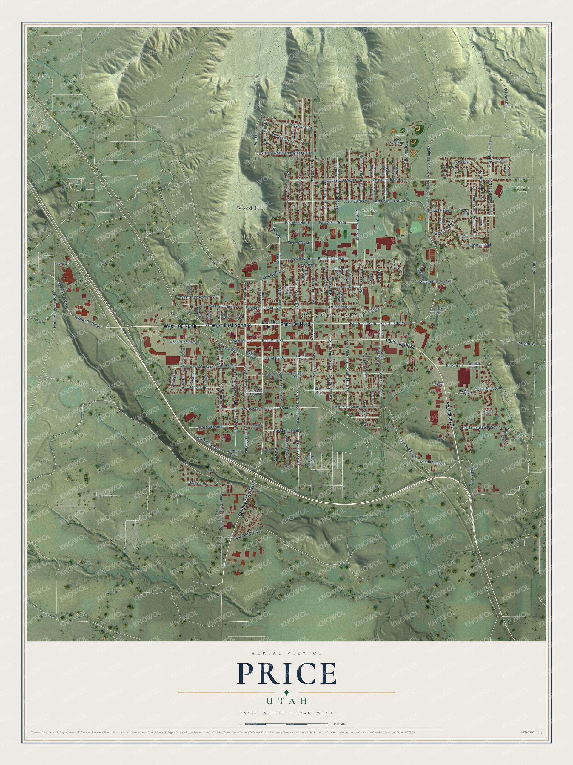 Watermarked full-map preview of Price, Utah