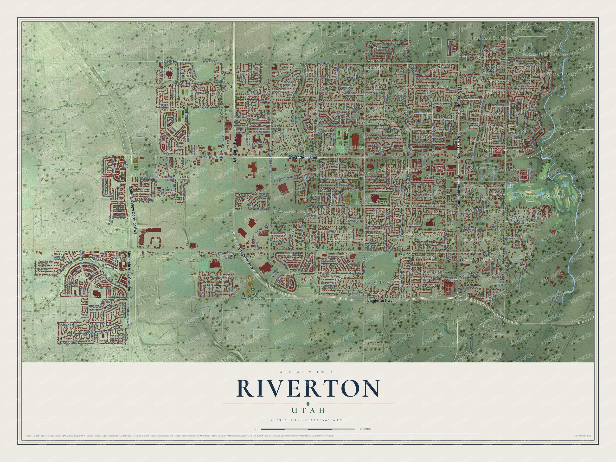 Watermarked full-map preview of Riverton, Utah