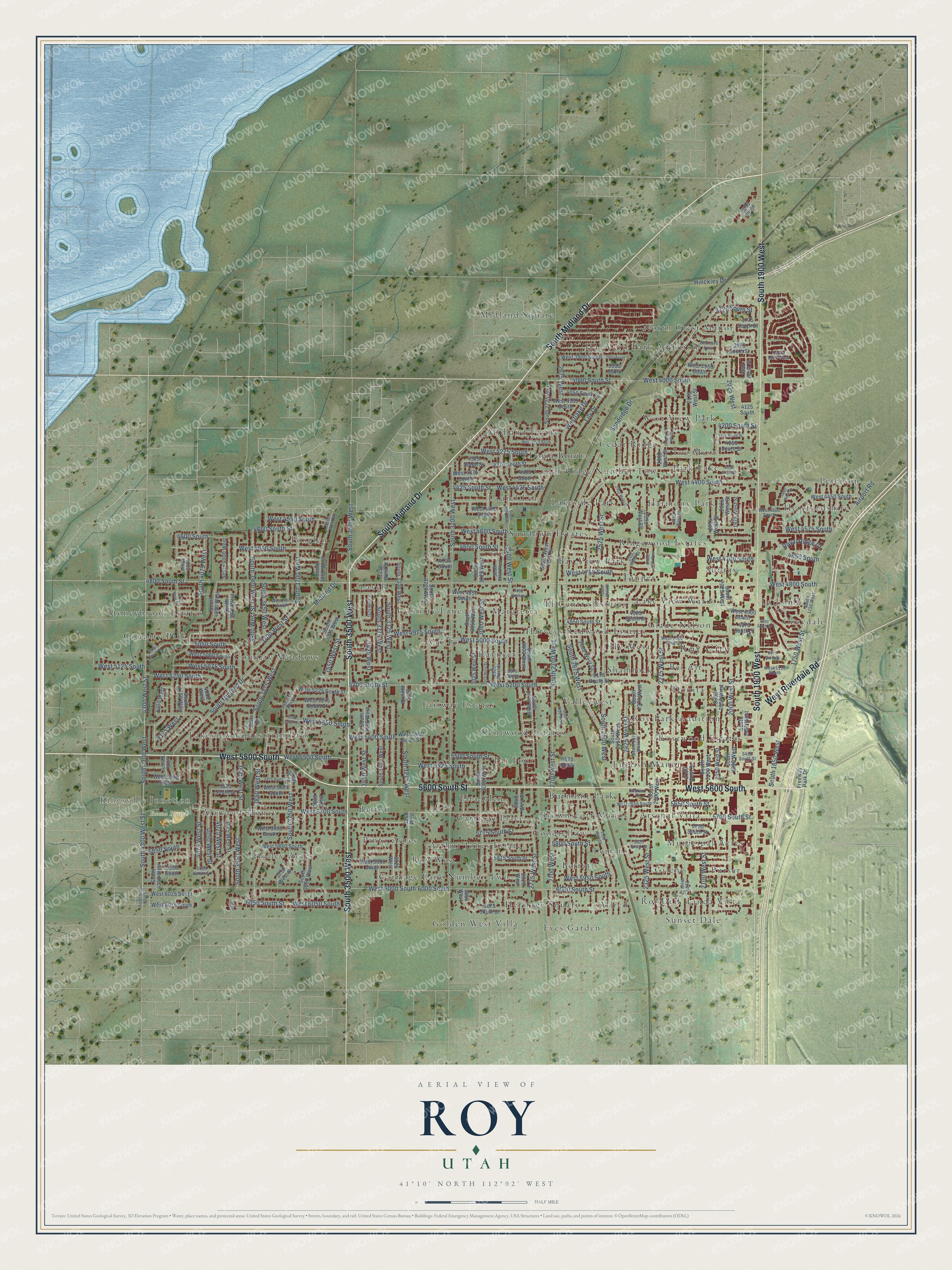 Watermarked full-map preview of Roy, Utah