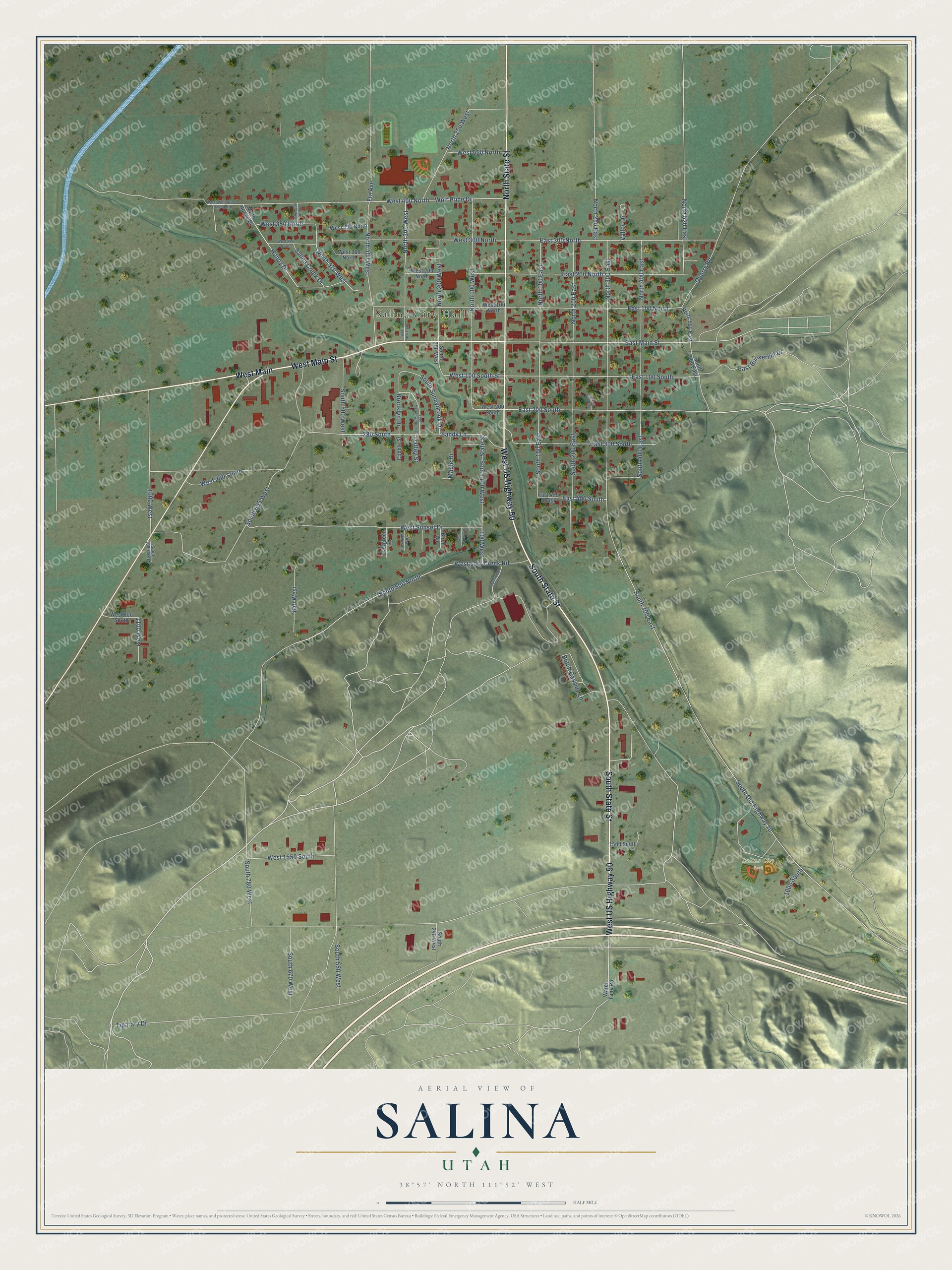 Watermarked full-map preview of Salina, Utah